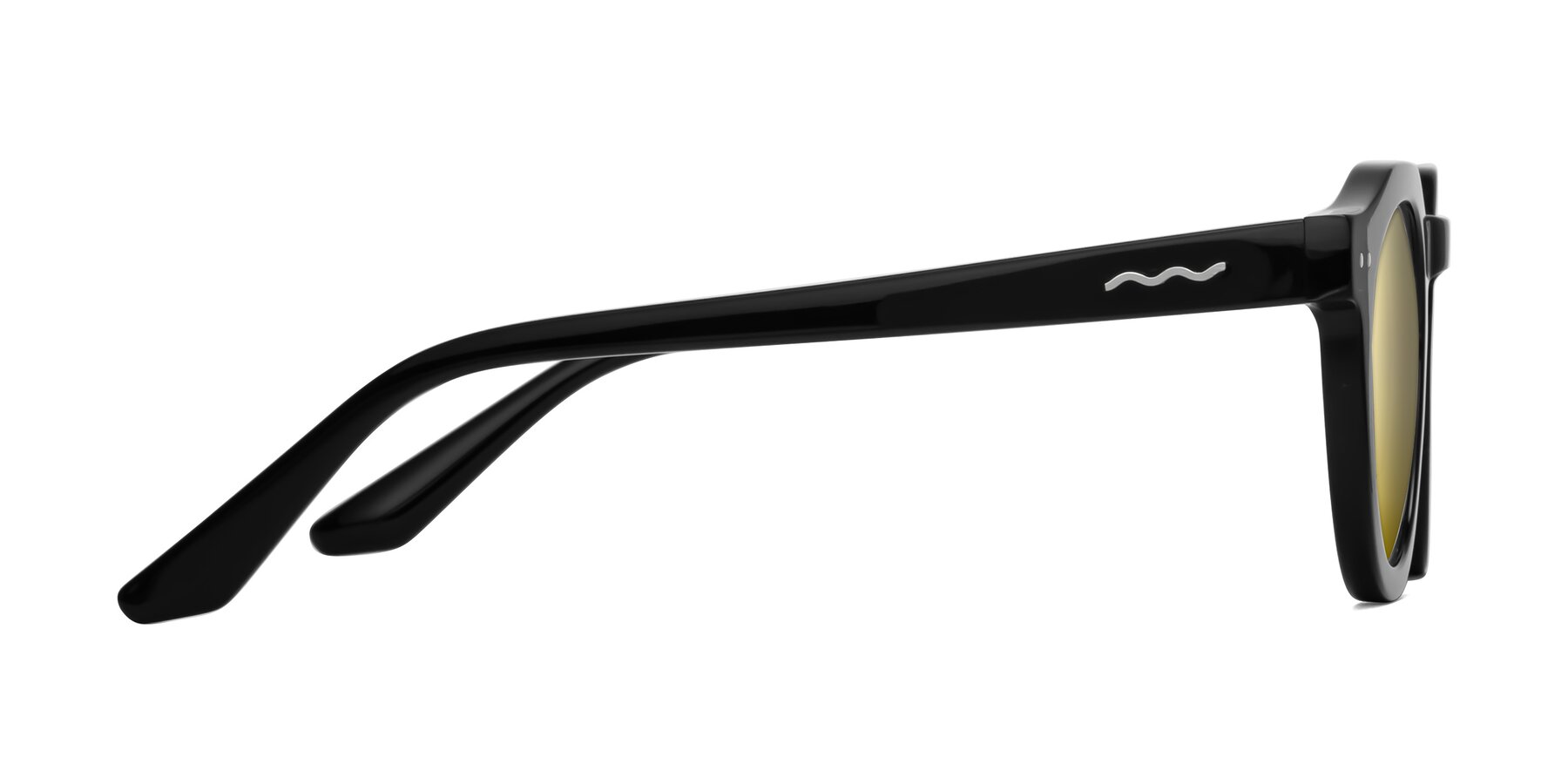 Side of Brando in Black with Gold Mirrored Lenses