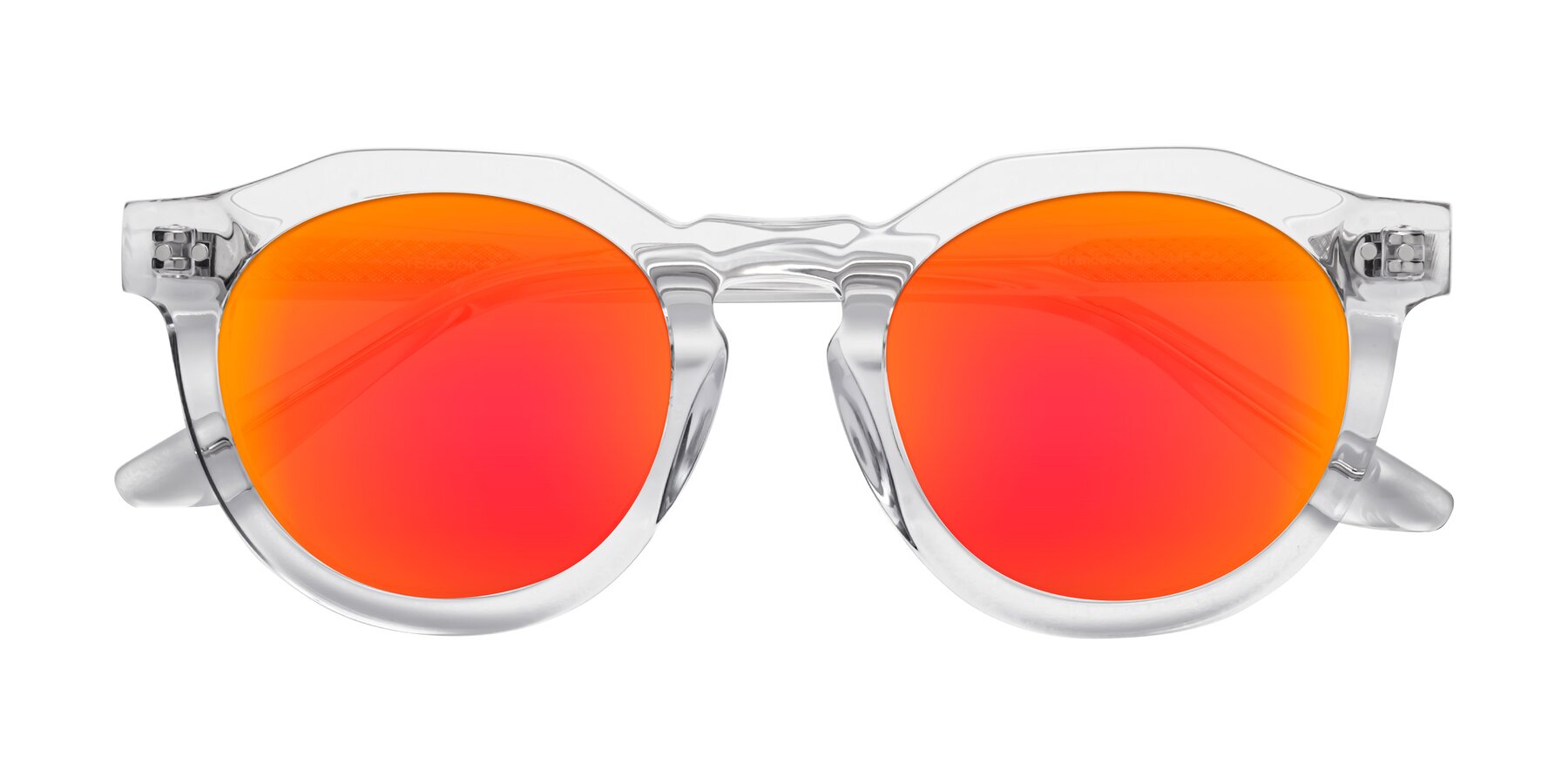 Folded Front of Brando in Clear with Red Gold Mirrored Lenses