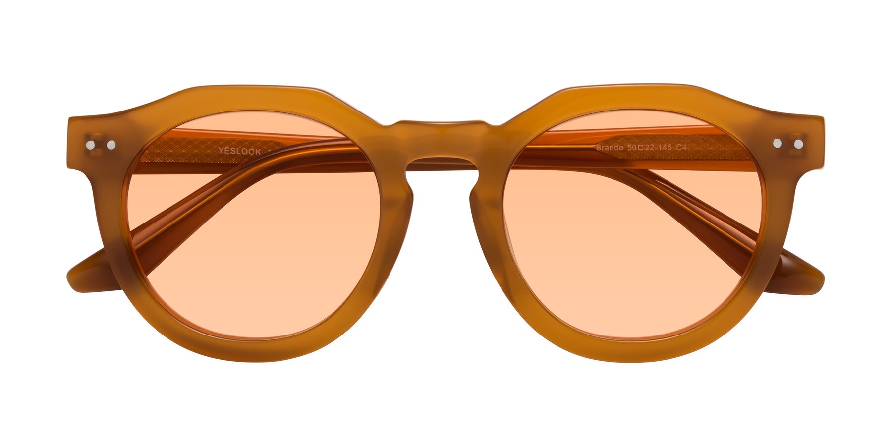 Folded Front of Brando in Honey with Light Orange Tinted Lenses