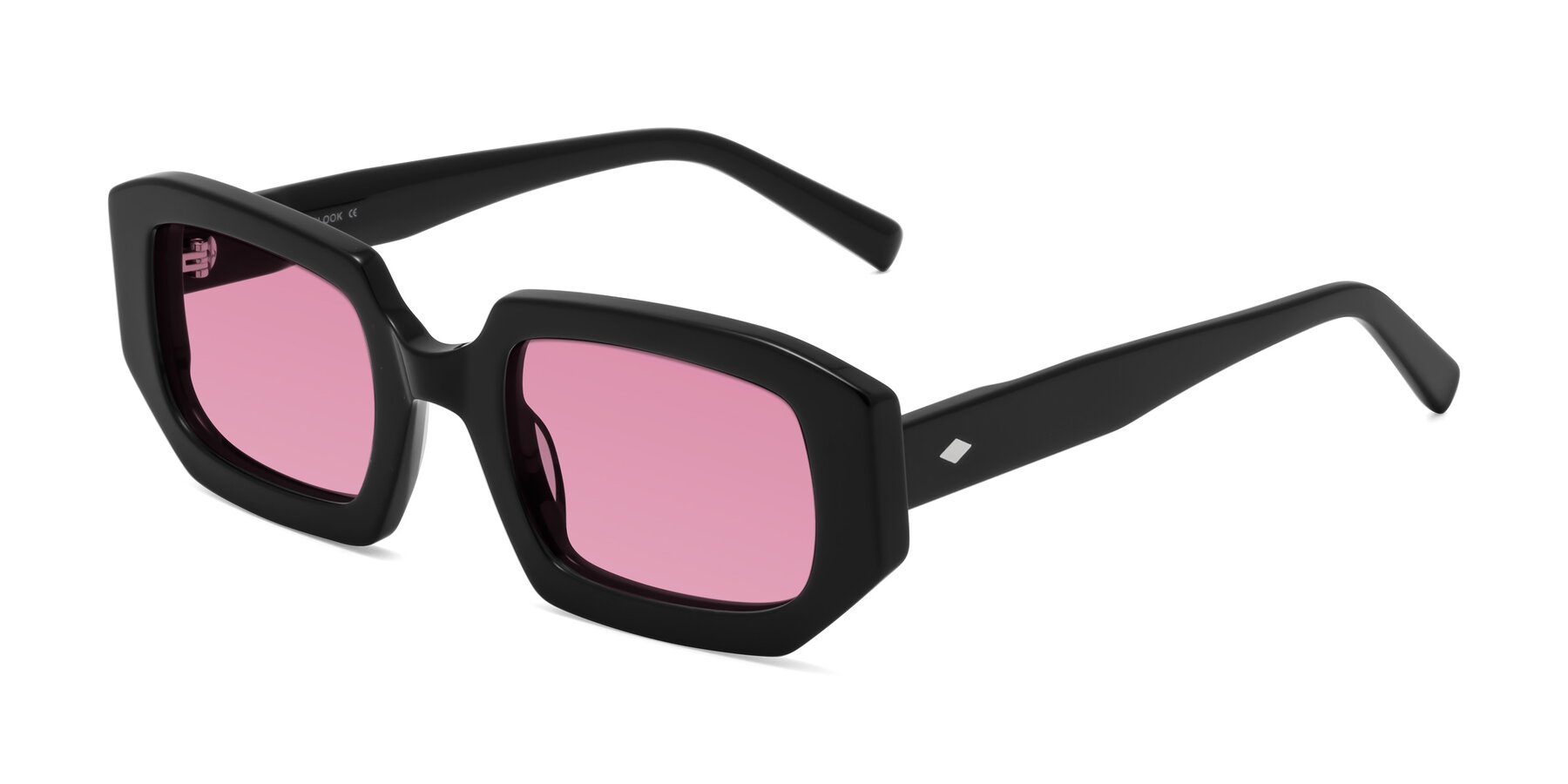 Angle of Marlon in Black with Medium Wine Tinted Lenses