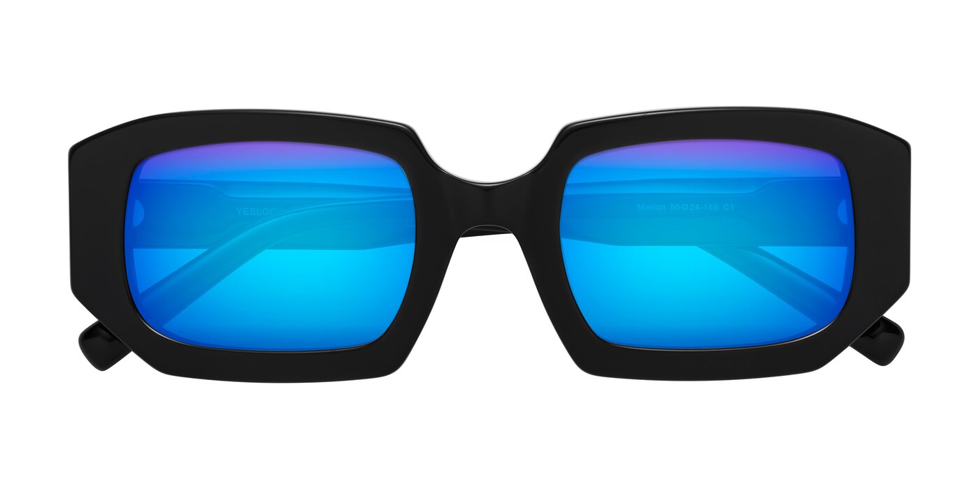 Marlon - Black Flash Mirrored Sunglasses