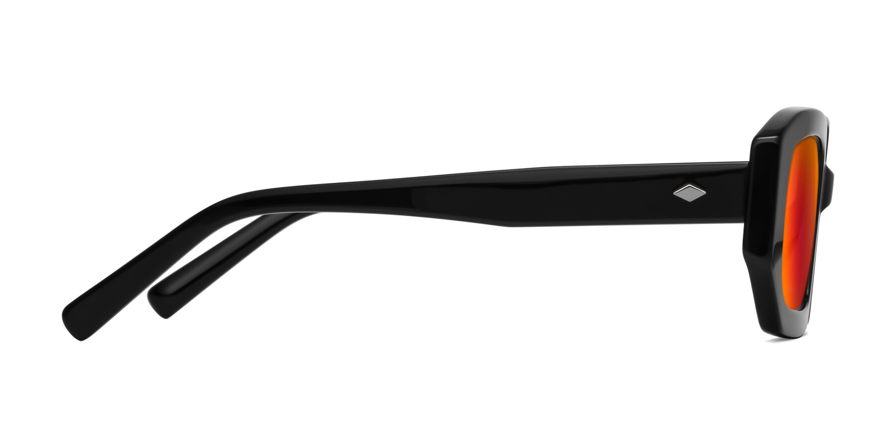 Side of Marlon in Black with Red Gold Mirrored Lenses