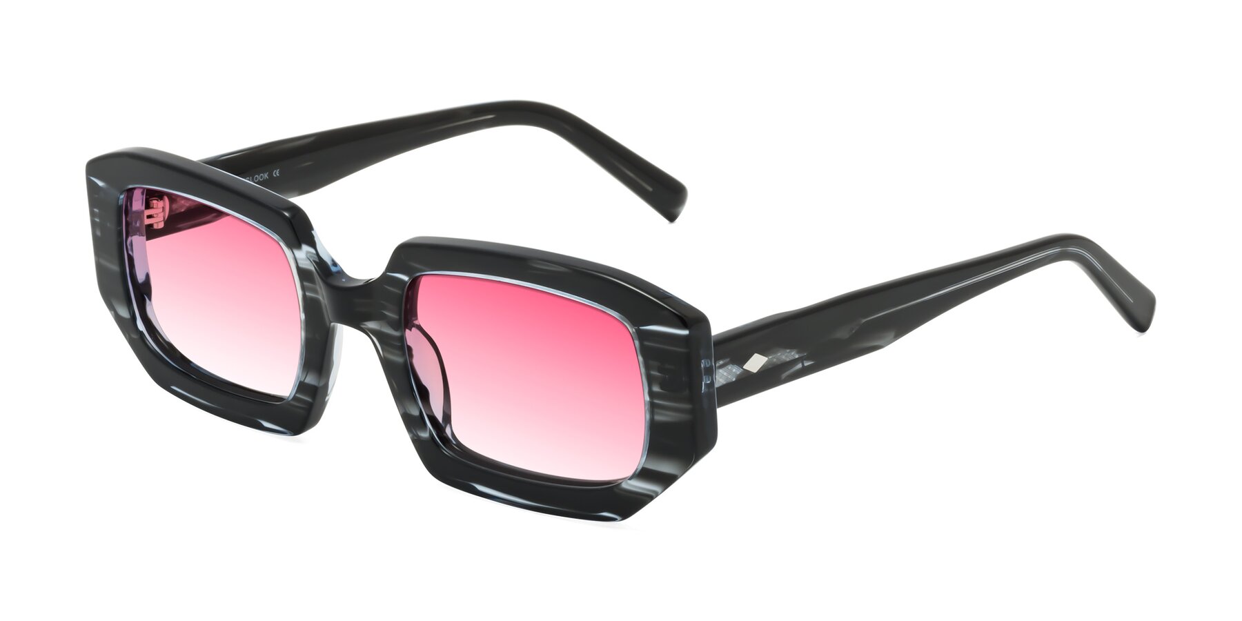 Angle of Marlon in Black Striped with Pink Gradient Lenses