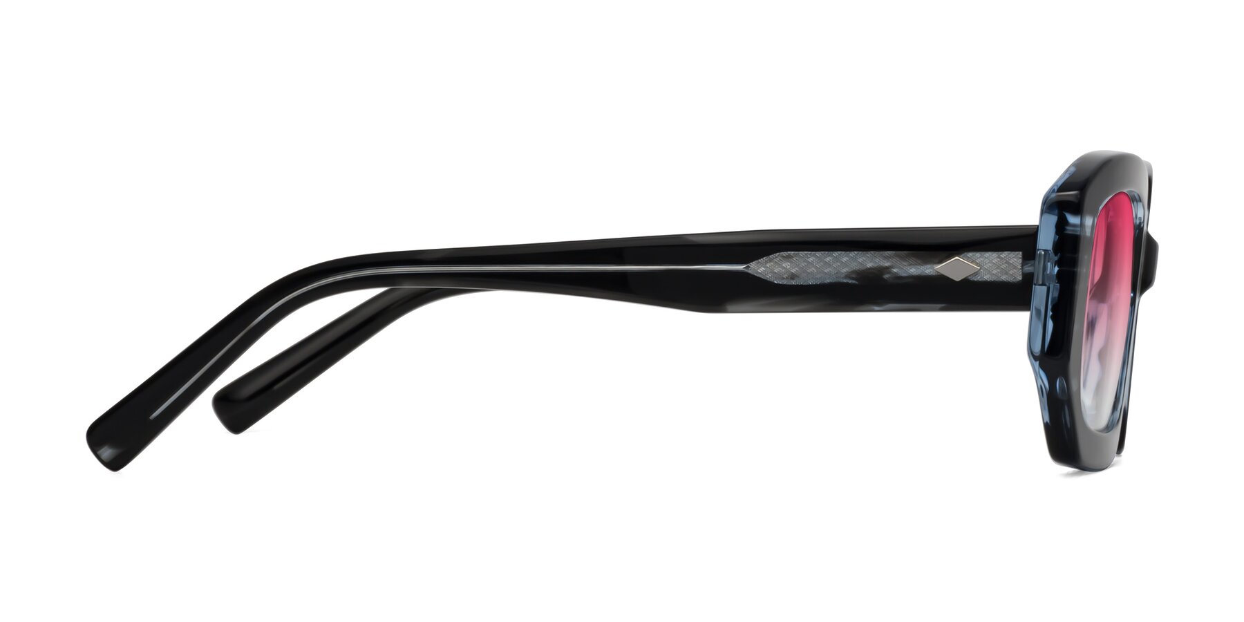 Side of Marlon in Black Striped with Pink Gradient Lenses