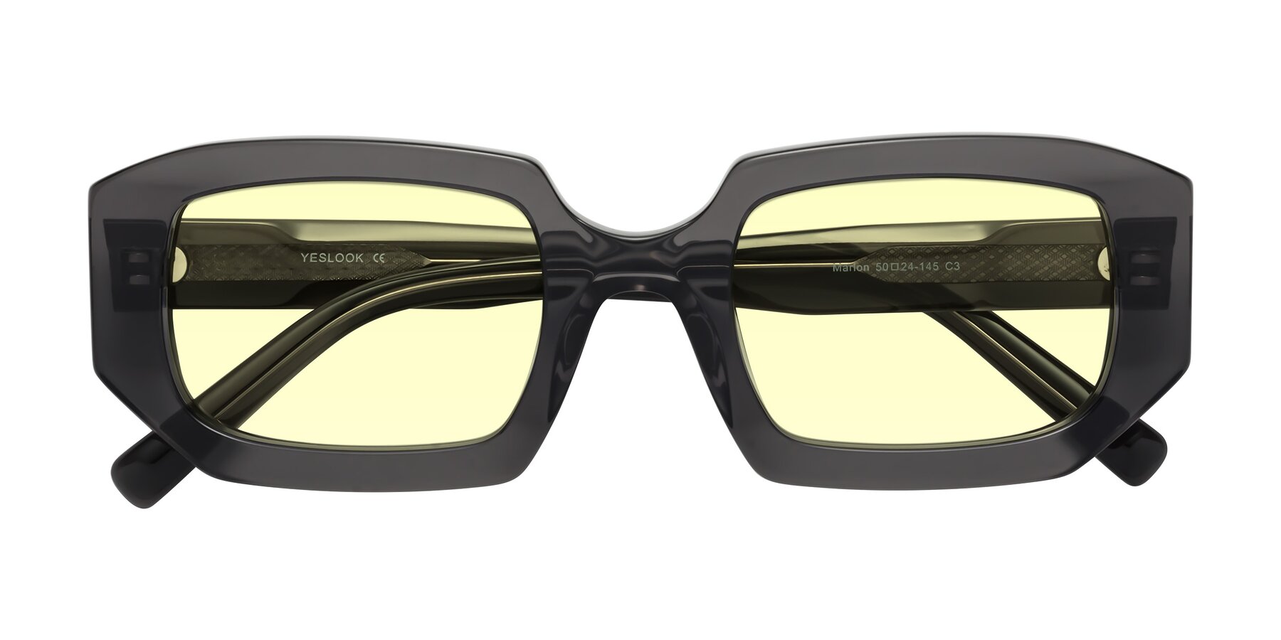 Folded Front of Marlon in Dark Gray with Light Yellow Tinted Lenses