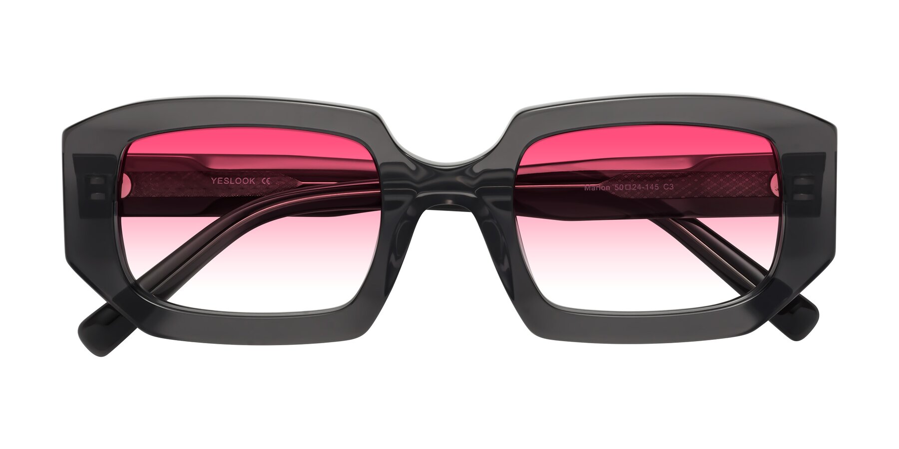 Folded Front of Marlon in Dark Gray with Pink Gradient Lenses