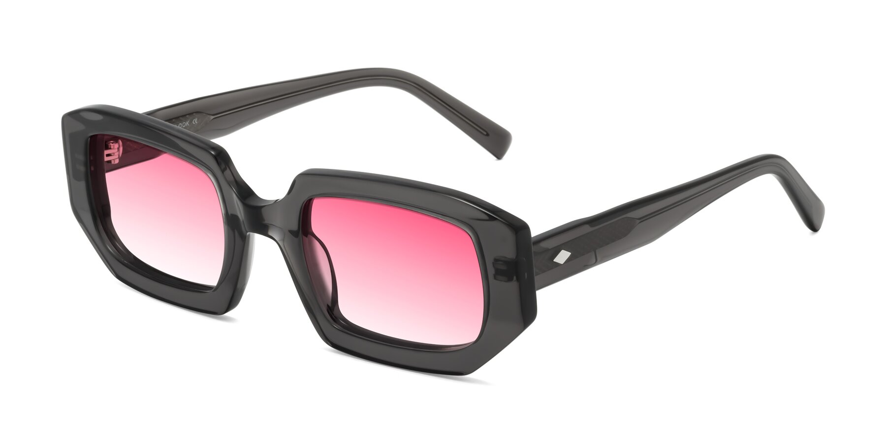 Angle of Marlon in Dark Gray with Pink Gradient Lenses