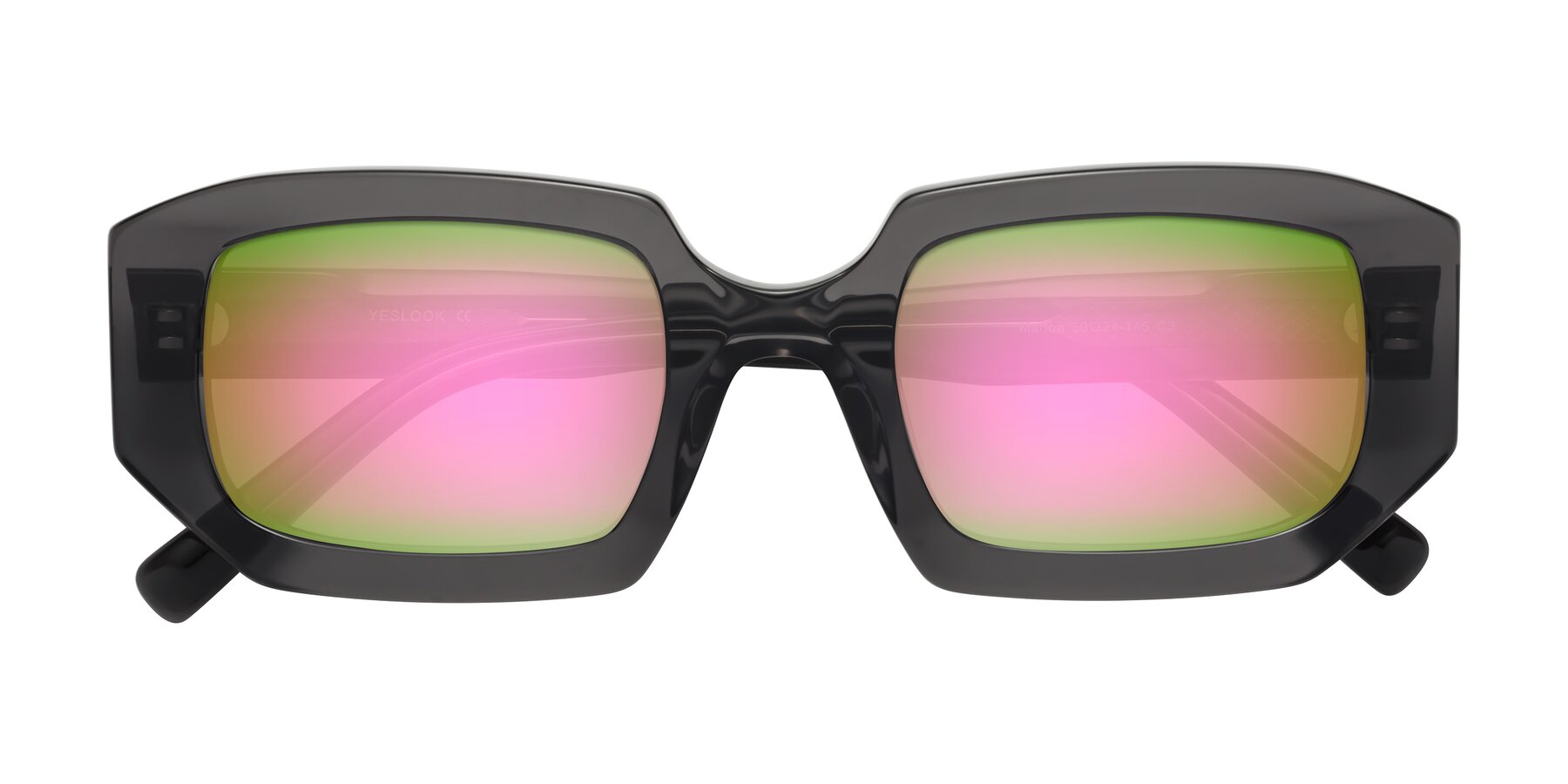 Folded Front of Marlon in Dark Gray with Pink Mirrored Lenses