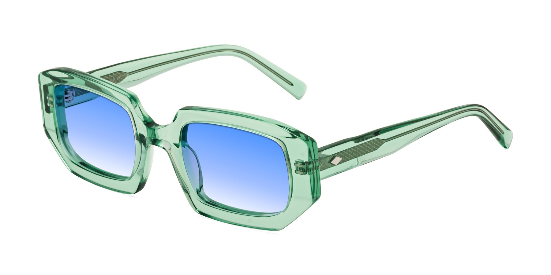 Angle of Marlon in Transparent Green with Blue Gradient Lenses