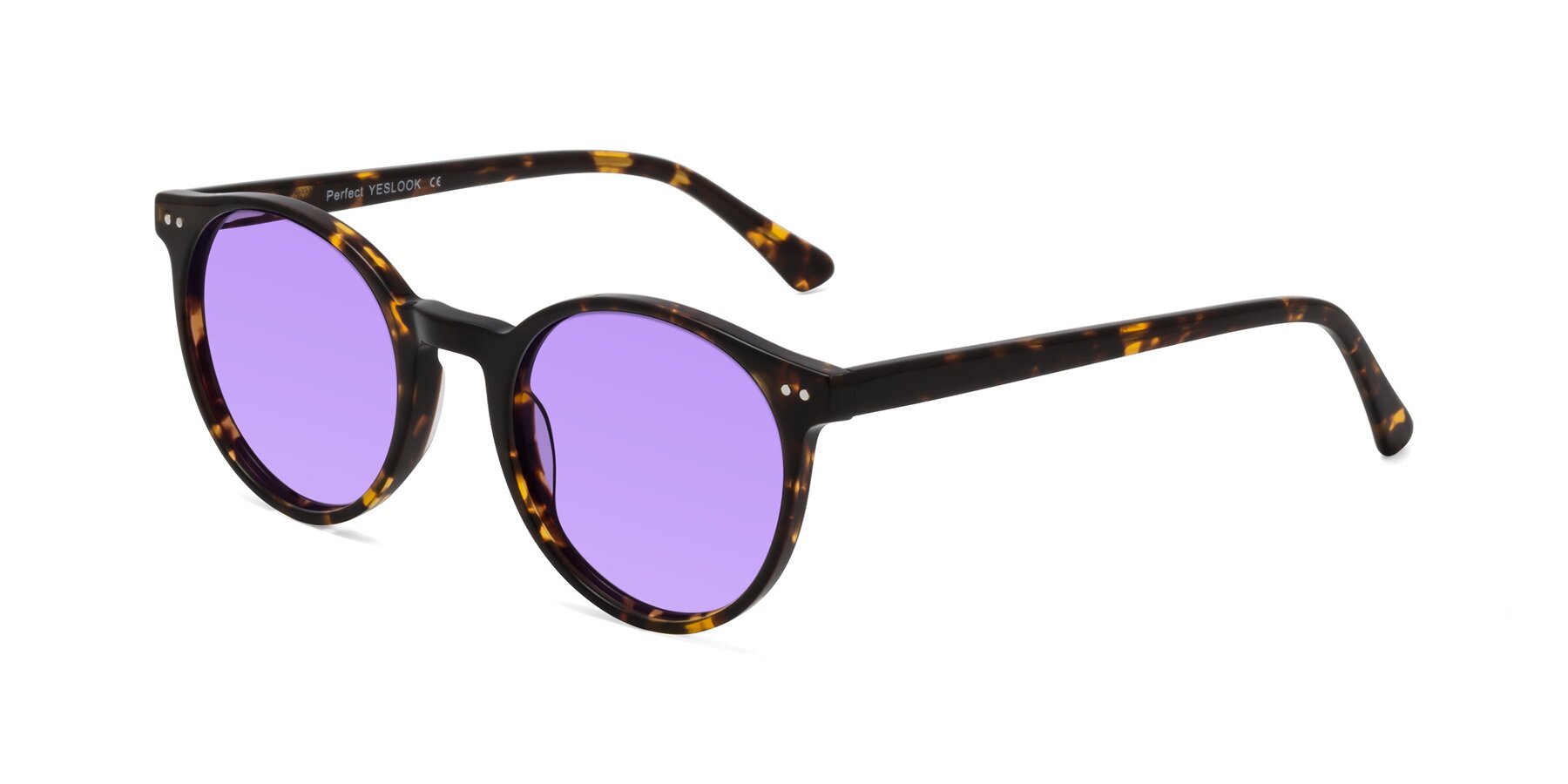Angle of Perfect in Tortoise with Medium Purple Tinted Lenses
