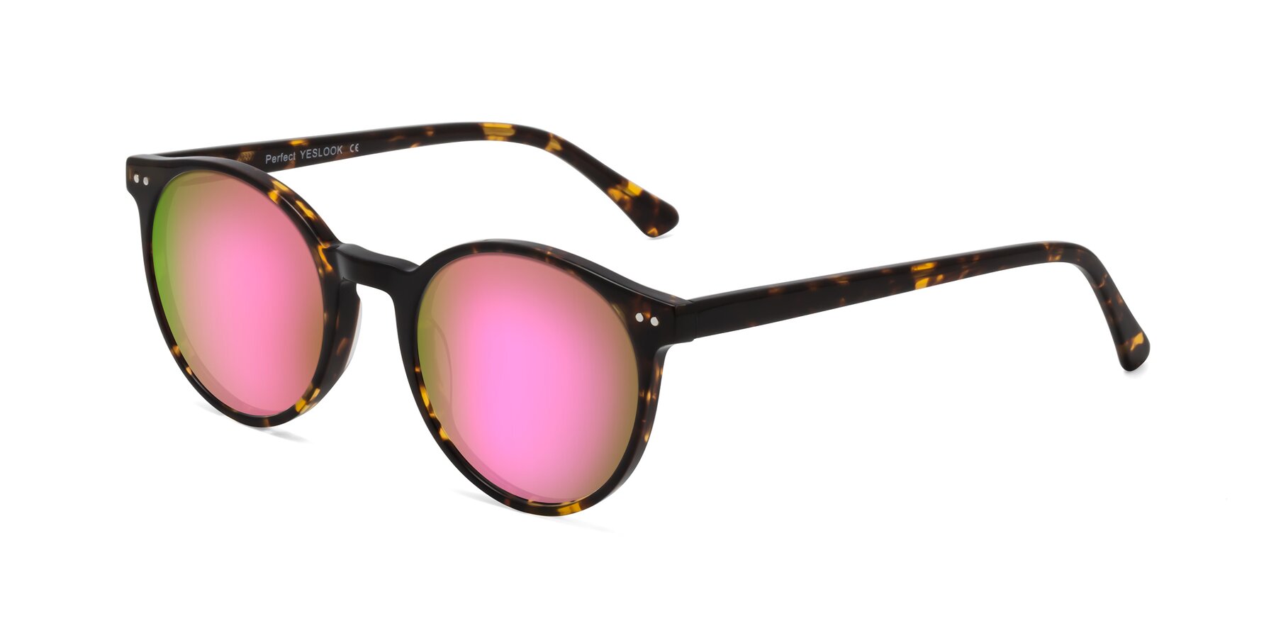Angle of Perfect in Tortoise with Pink Mirrored Lenses