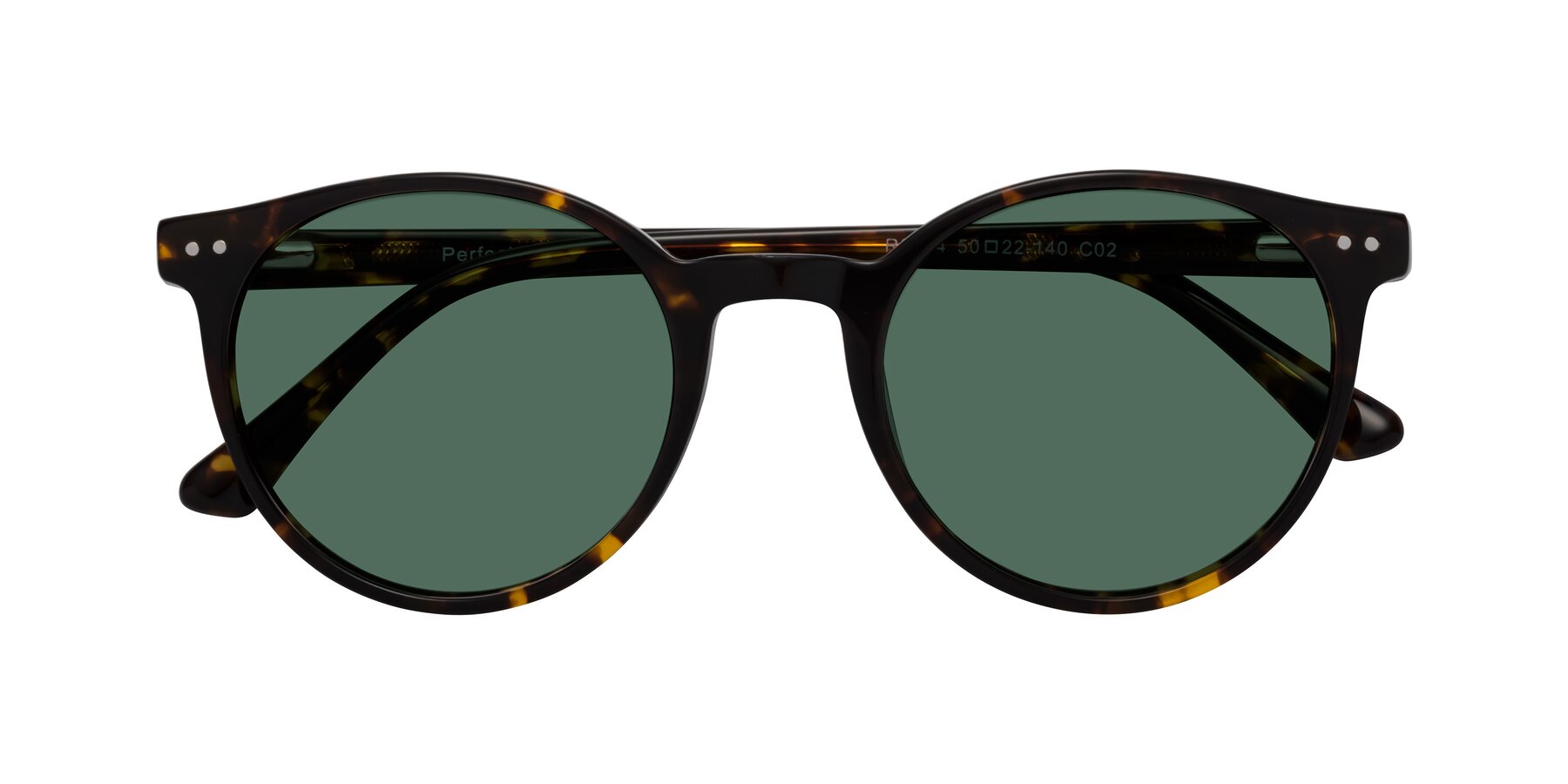 Folded Front of Perfect in Tortoise with Green Polarized Lenses