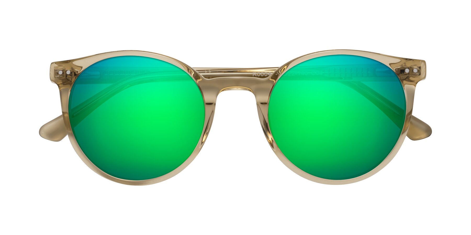 Folded Front of Perfect in Champagne with Green Mirrored Lenses