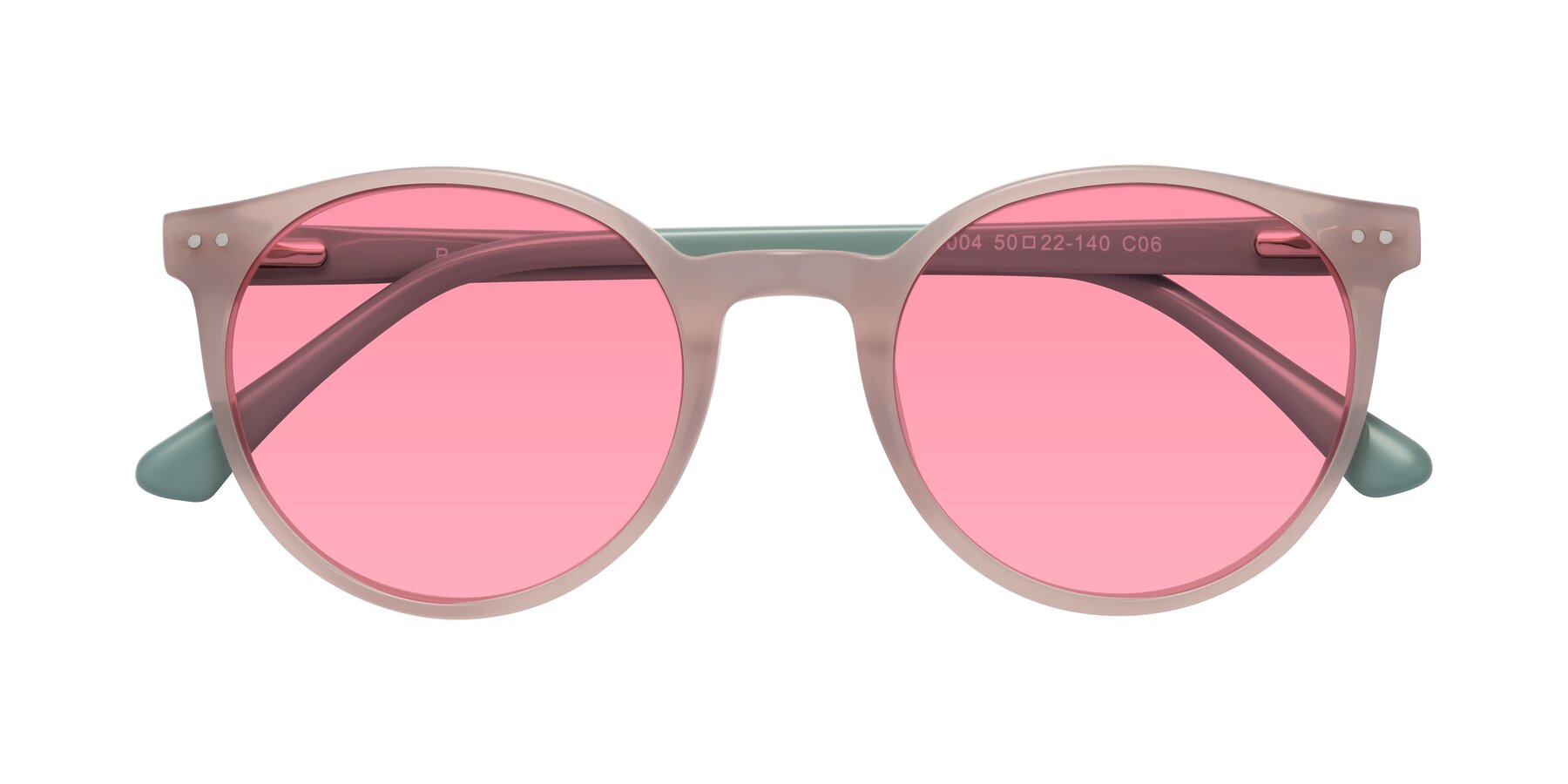 Folded Front of Perfect in Orchid Pink-Foggy Mint with Pink Tinted Lenses