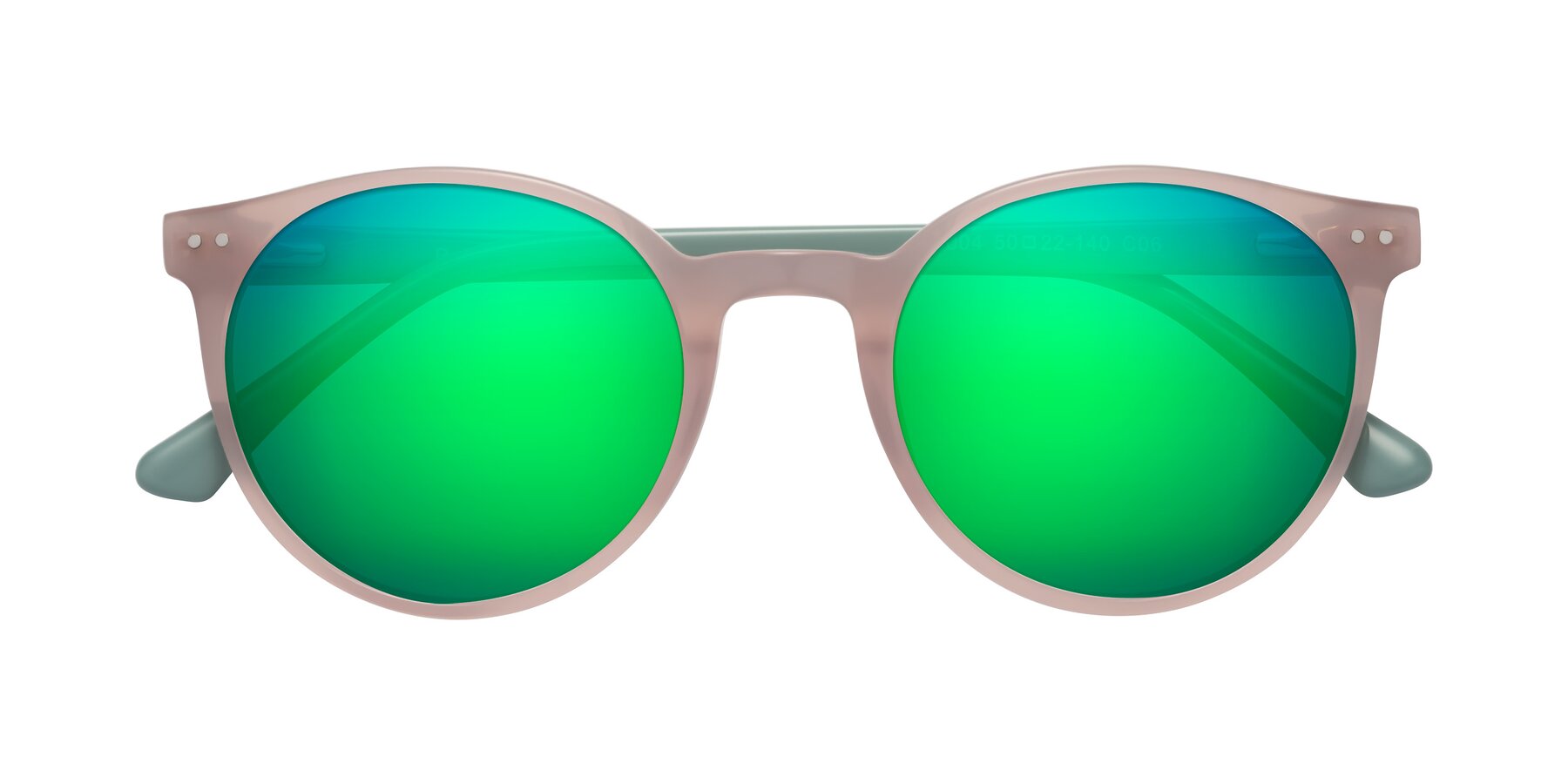 Folded Front of Perfect in Orchid Pink-Foggy Mint with Green Mirrored Lenses