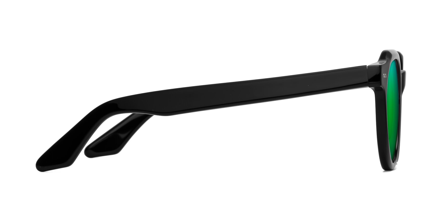 Side of Jeans in Black with Green Mirrored Lenses