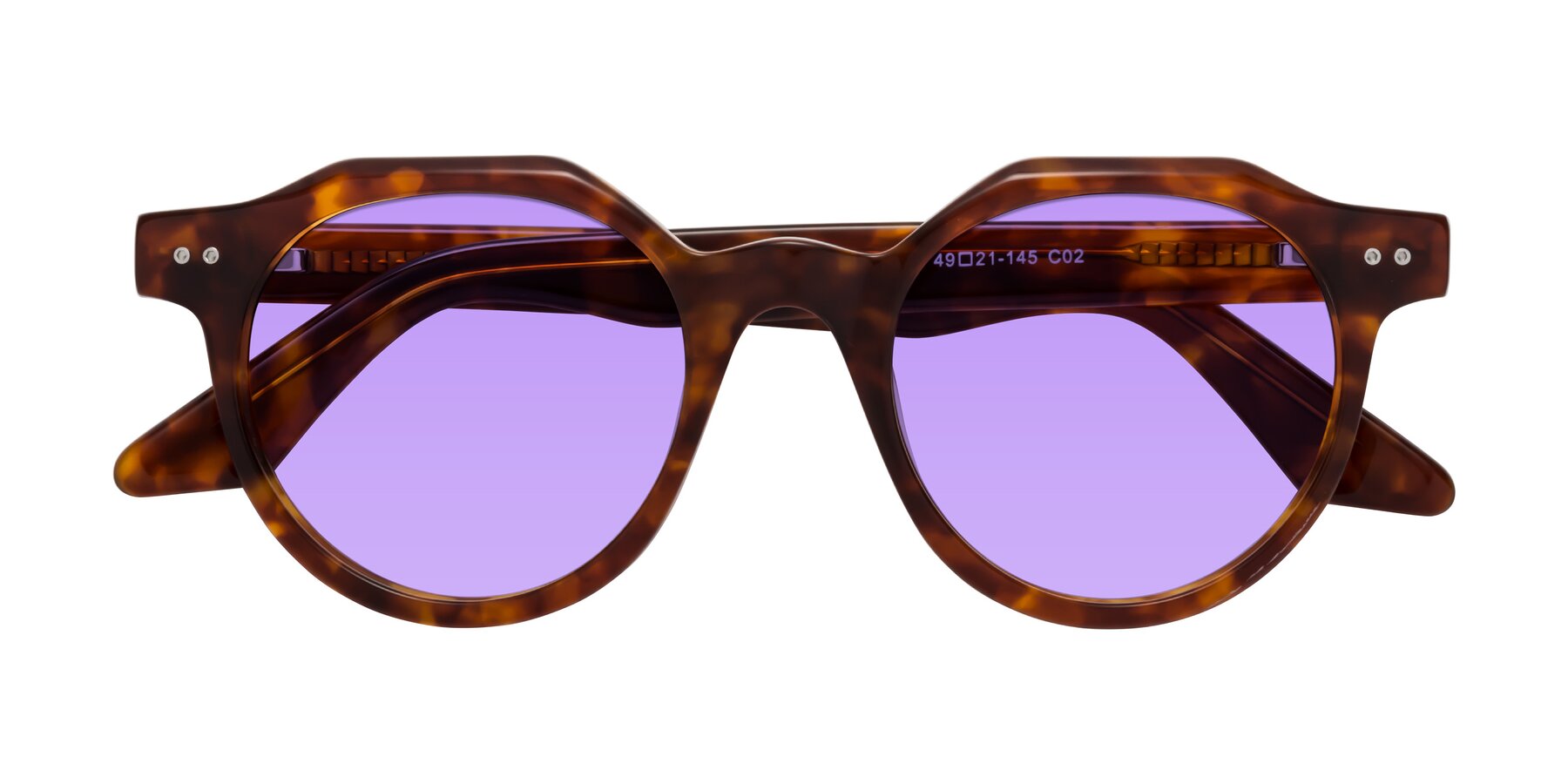 Folded Front of Jeans in Tortoise with Medium Purple Tinted Lenses