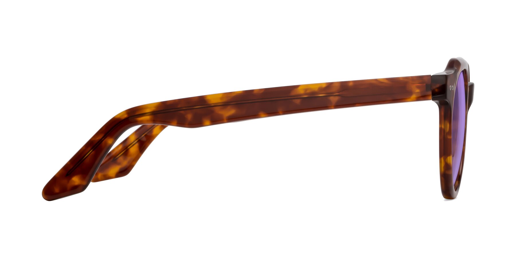 Side of Jeans in Tortoise with Medium Purple Tinted Lenses