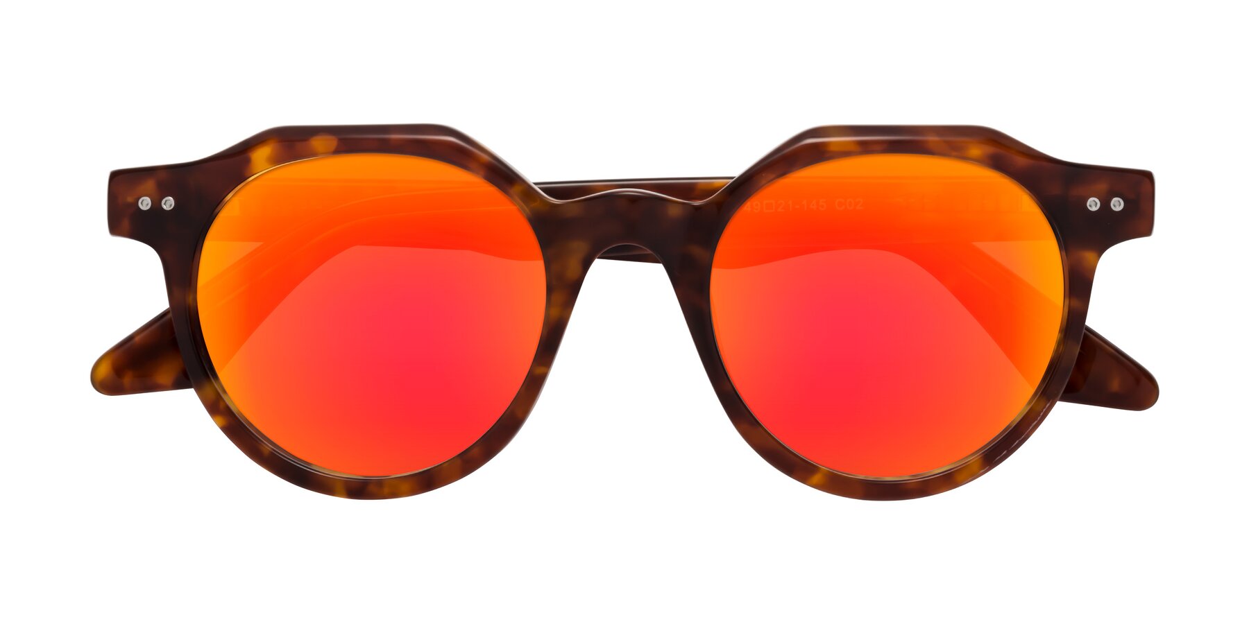 Folded Front of Jeans in Tortoise with Red Gold Mirrored Lenses