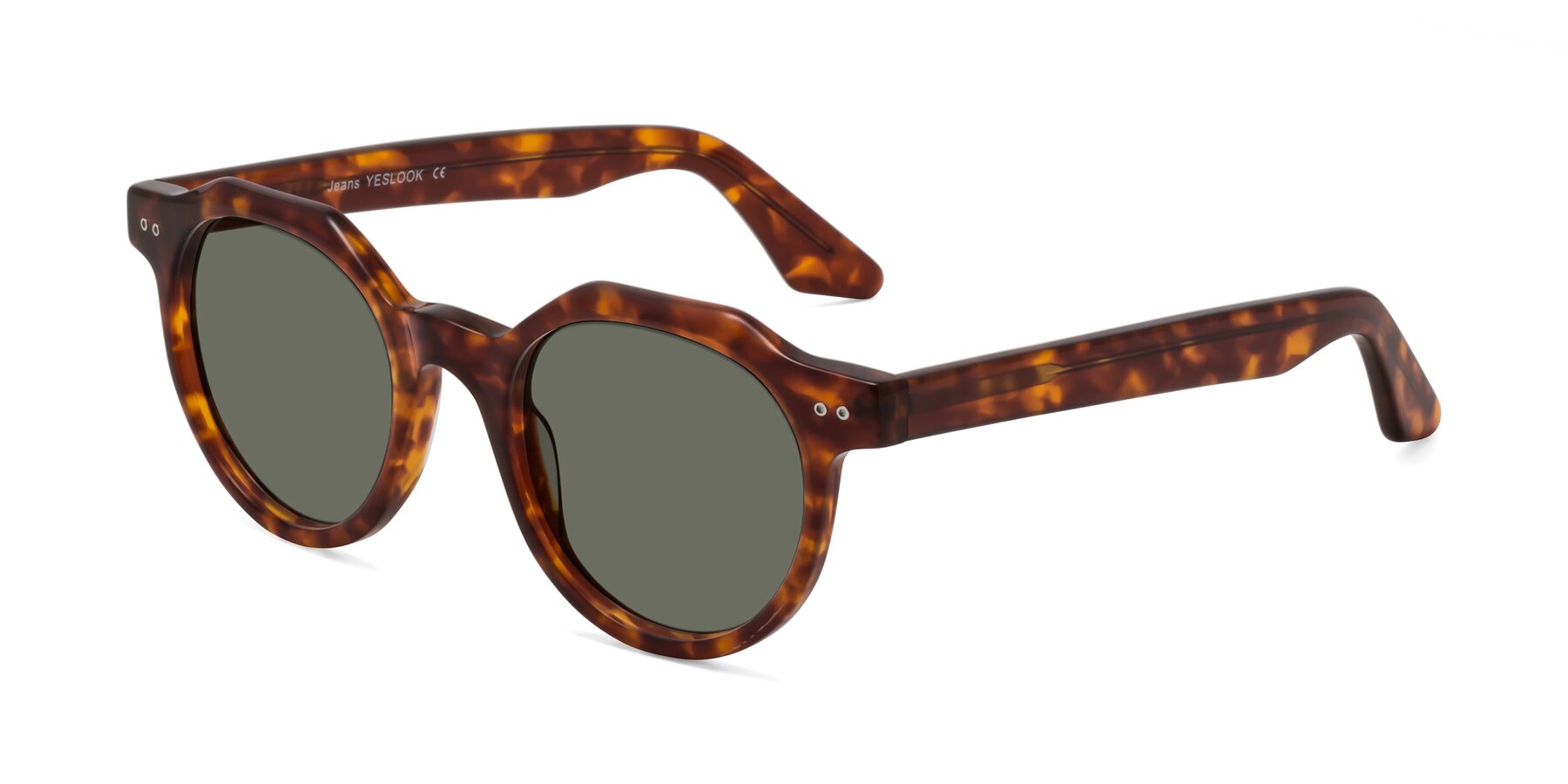 Angle of Jeans in Tortoise with Gray Polarized Lenses