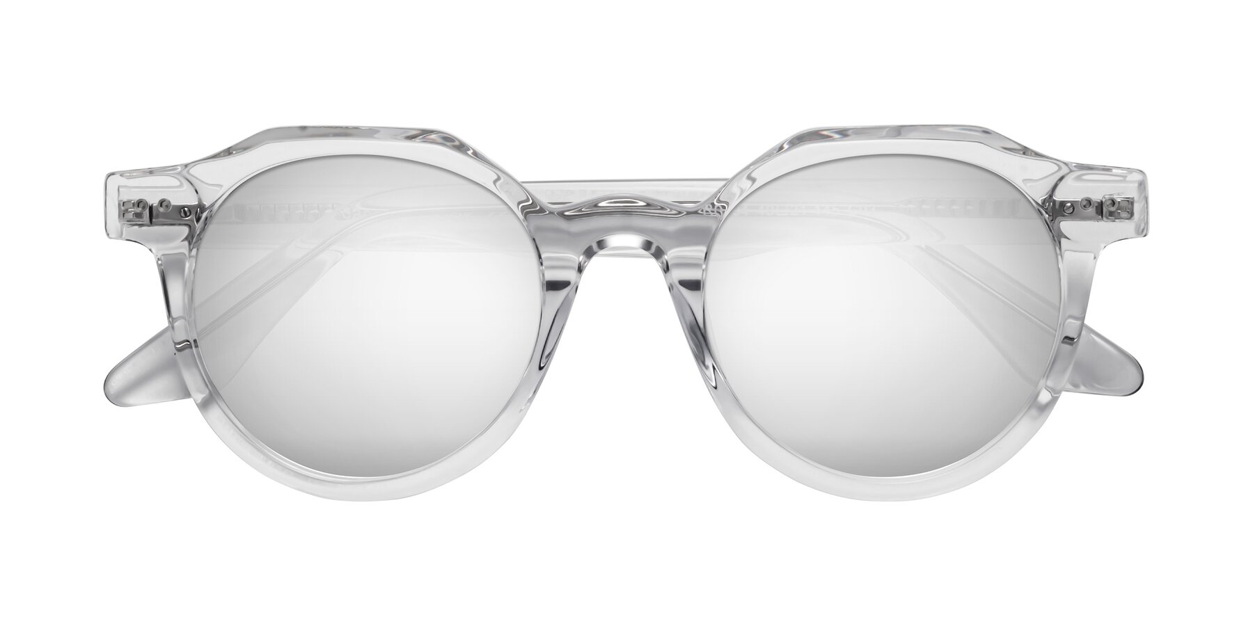Folded Front of Jeans in Clear with Silver Mirrored Lenses