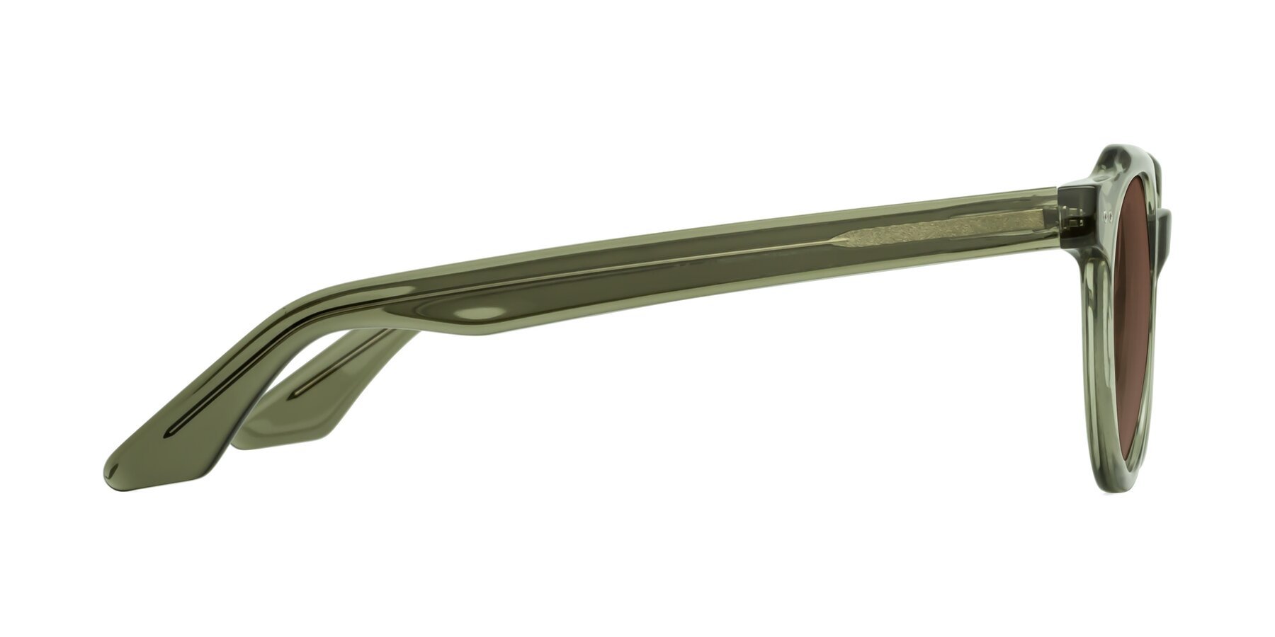 Side of Jeans in Grayish Green with Brown Tinted Lenses