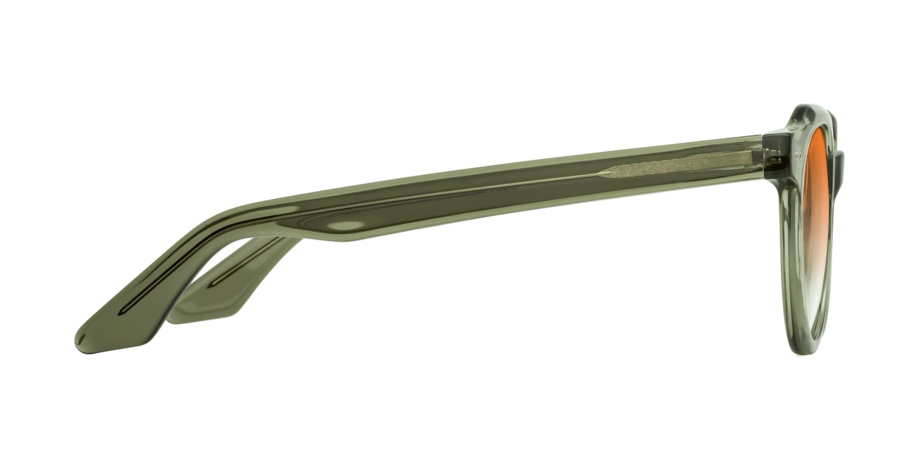 Side of Jeans in Grayish Green with Orange Gradient Lenses