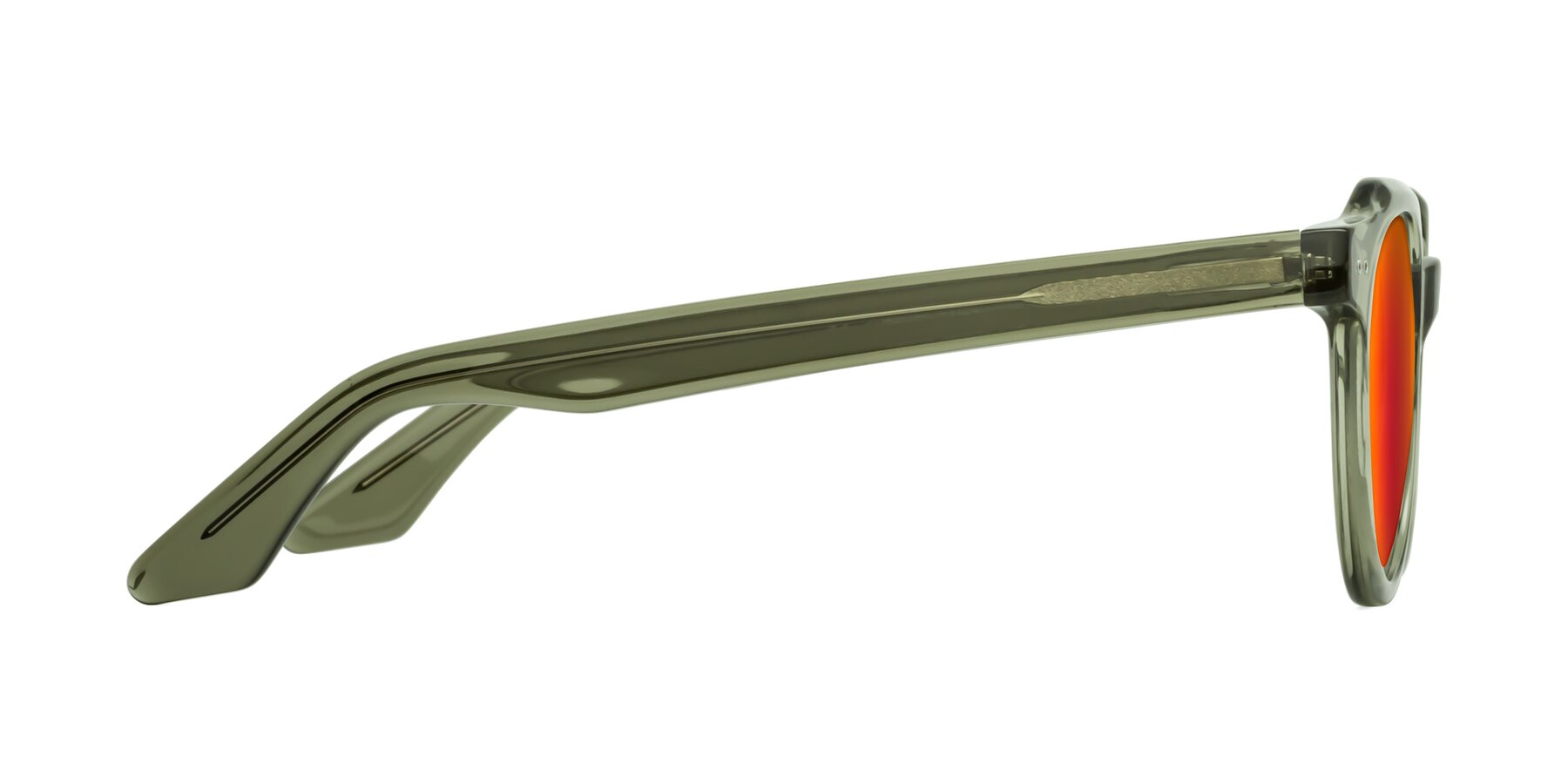 Side of Jeans in Grayish Green with Red Gold Mirrored Lenses