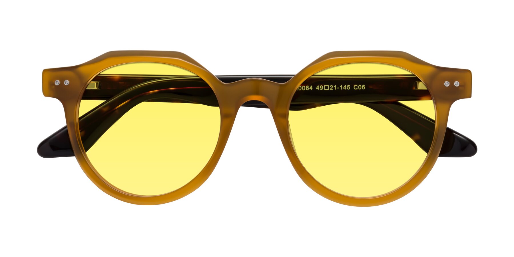 Folded Front of Jeans in Honey-Tortoise with Medium Yellow Tinted Lenses