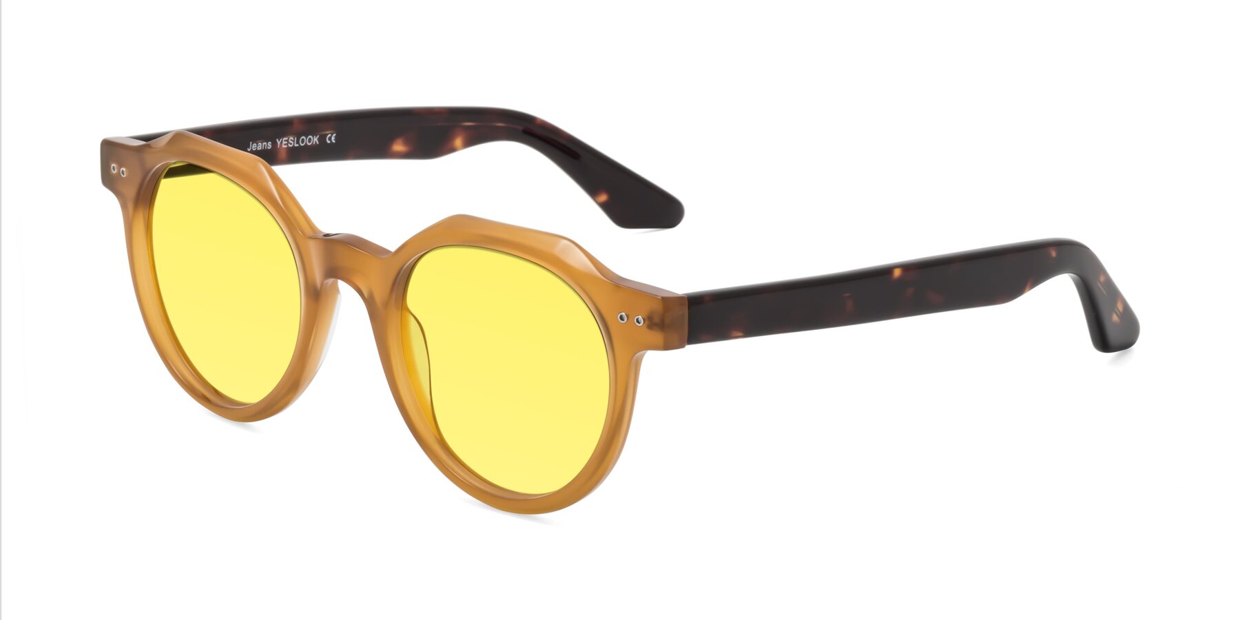 Angle of Jeans in Honey-Tortoise with Medium Yellow Tinted Lenses