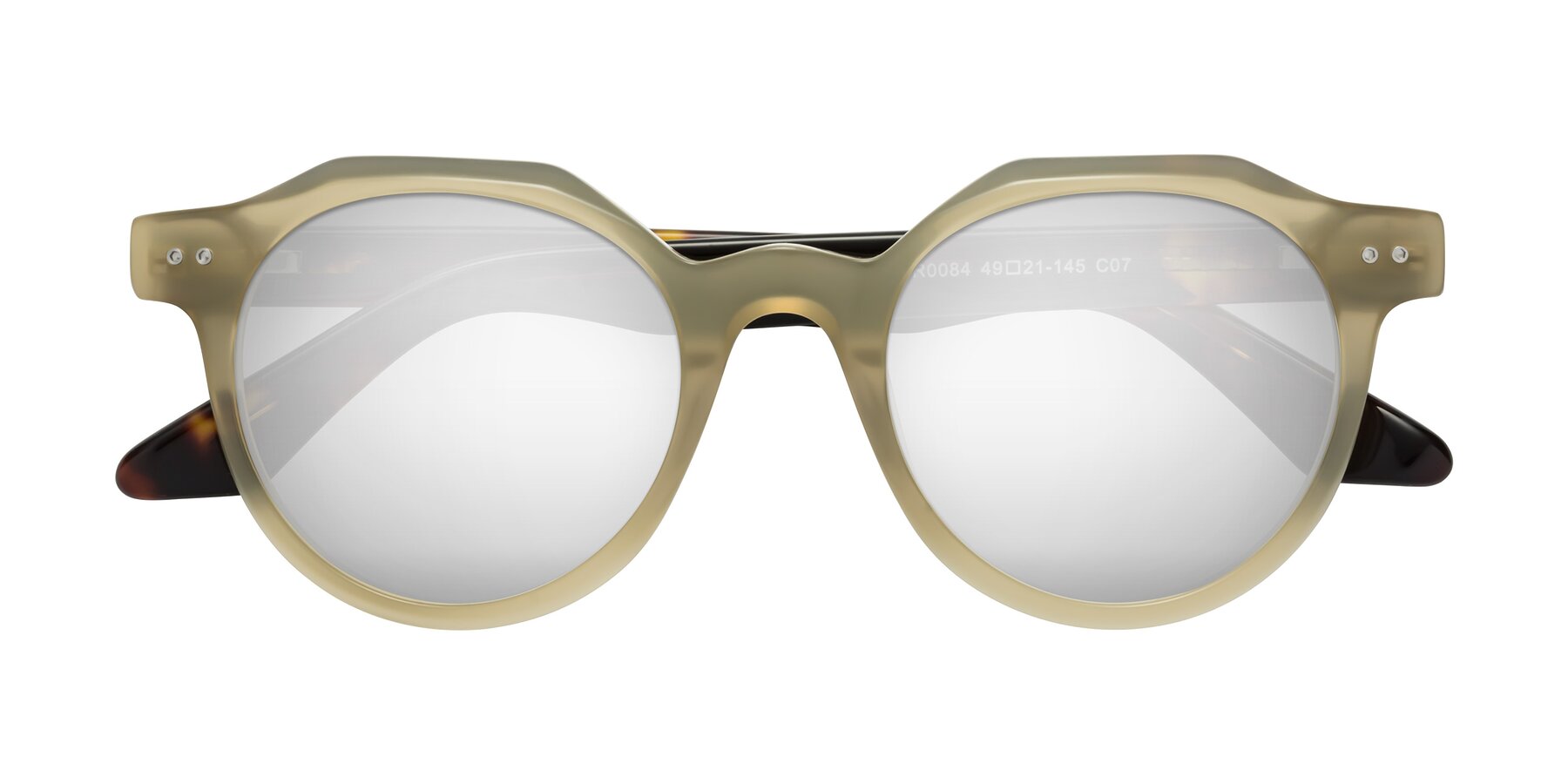 Folded Front of Jeans in Olive/Tortoise with Silver Mirrored Lenses
