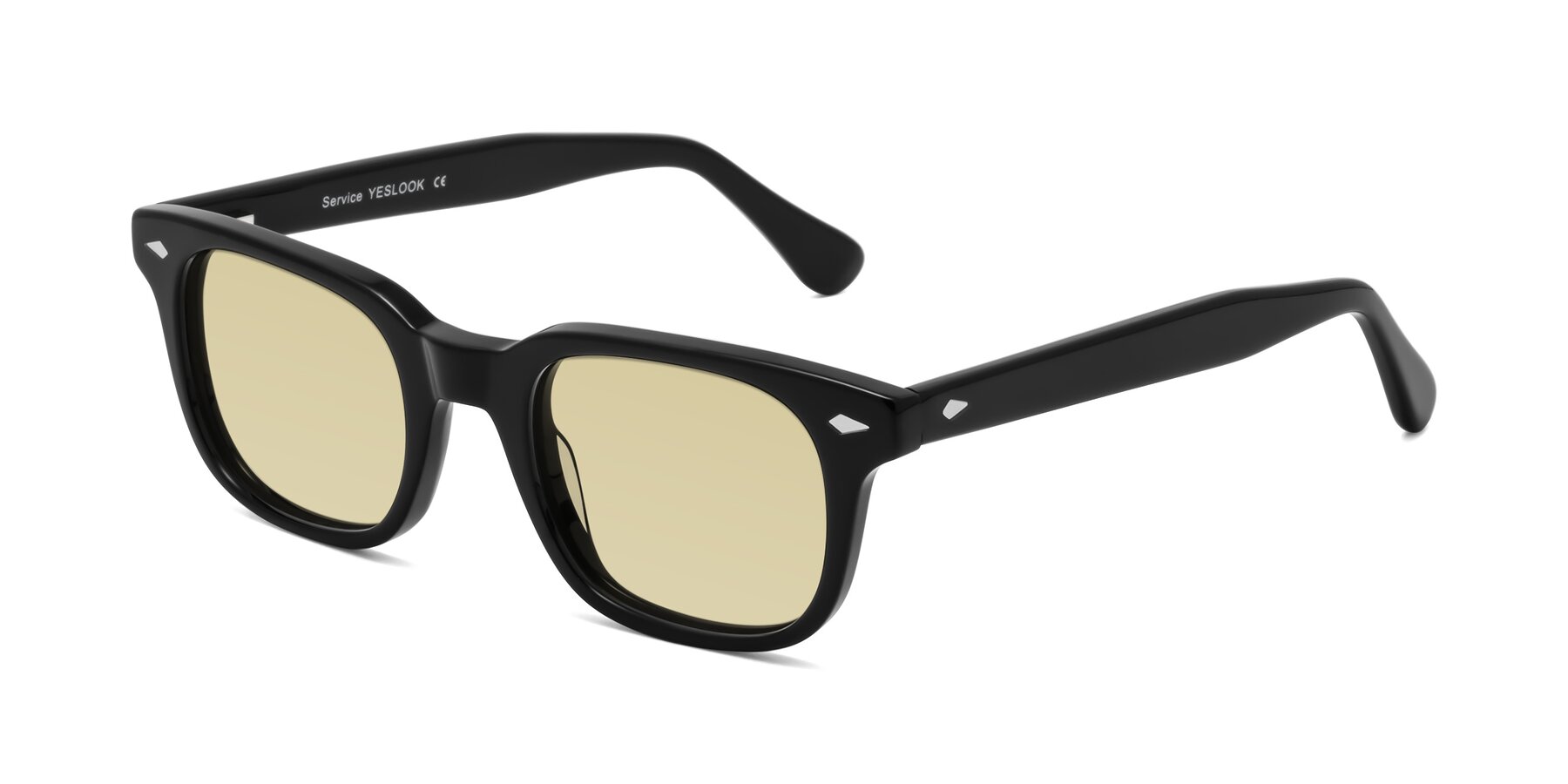 Angle of Raemo in Black with Light Champagne Tinted Lenses