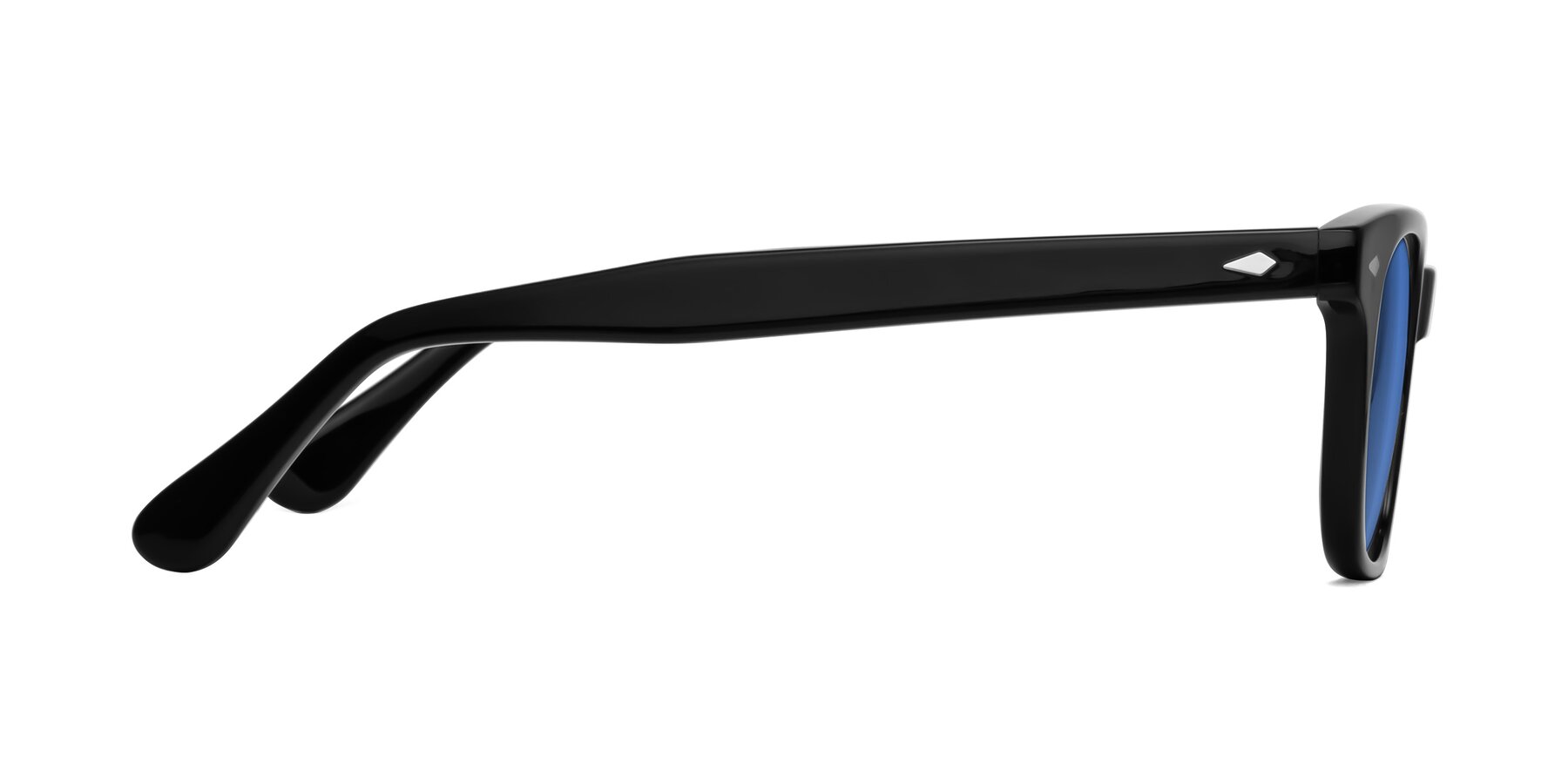 Side of Raemo in Black with Blue Tinted Lenses