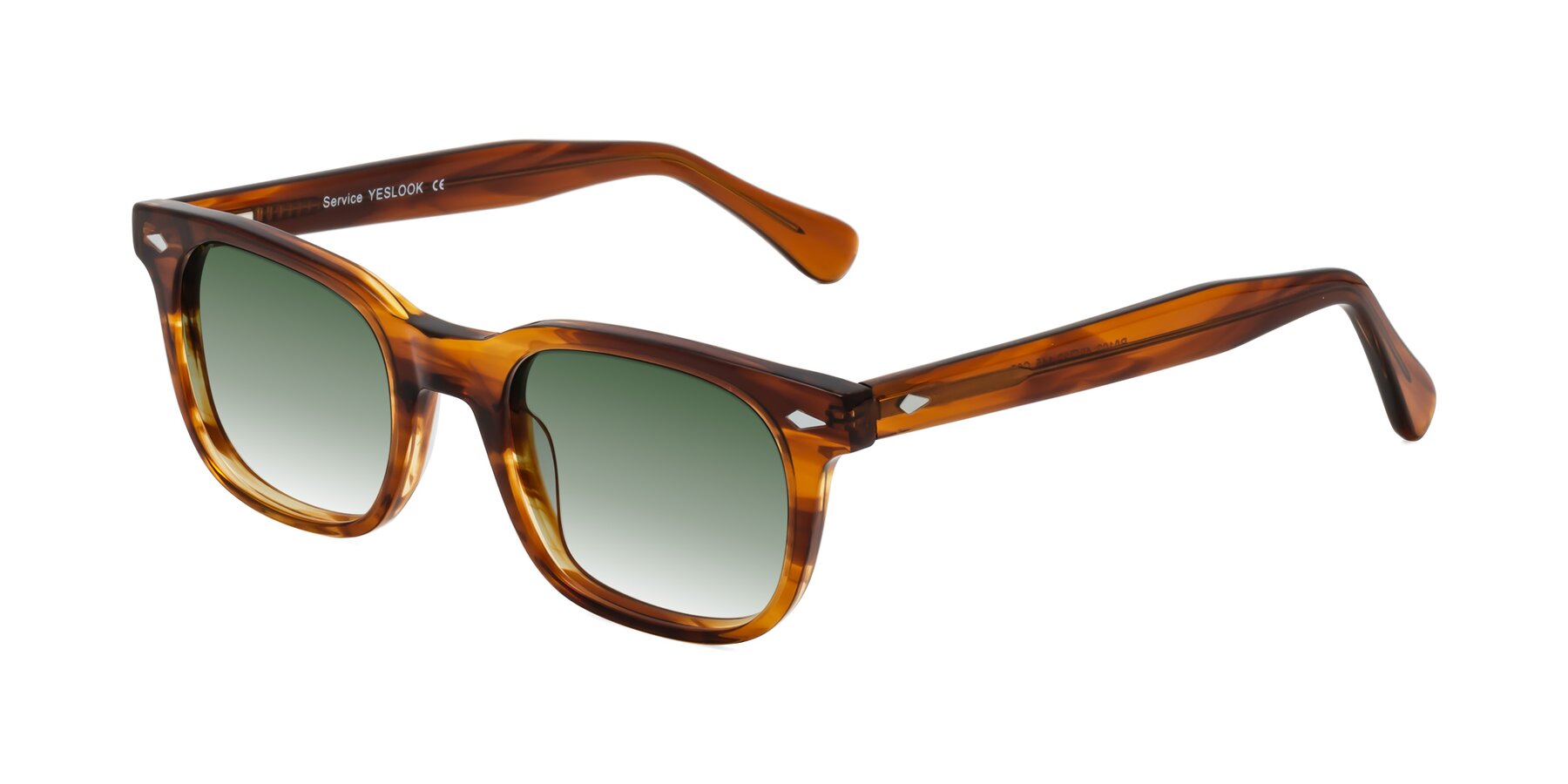 Angle of Raemo in Cola Brown Striped with Green Gradient Lenses