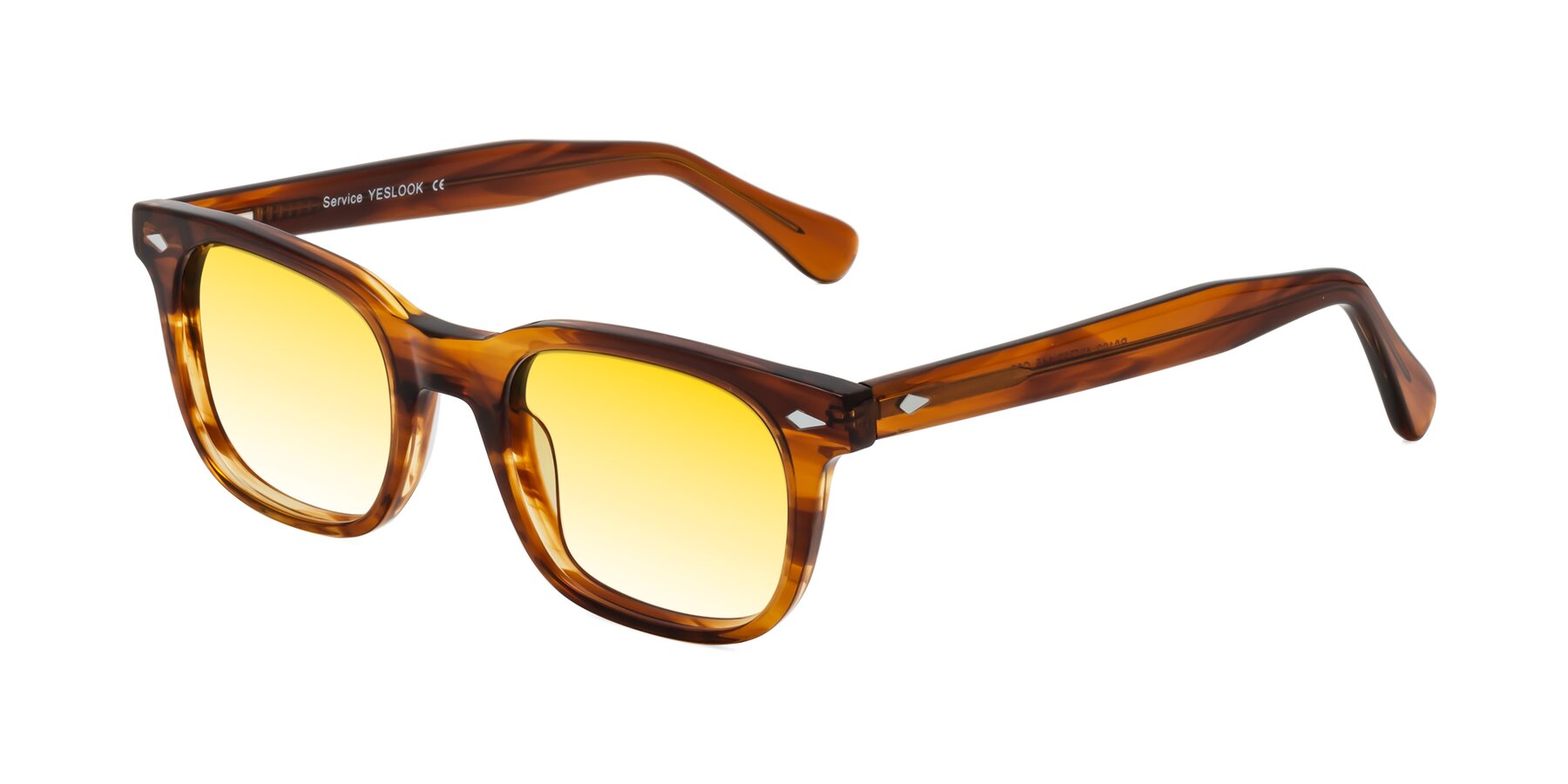 Angle of Raemo in Cola Brown Striped with Yellow Gradient Lenses