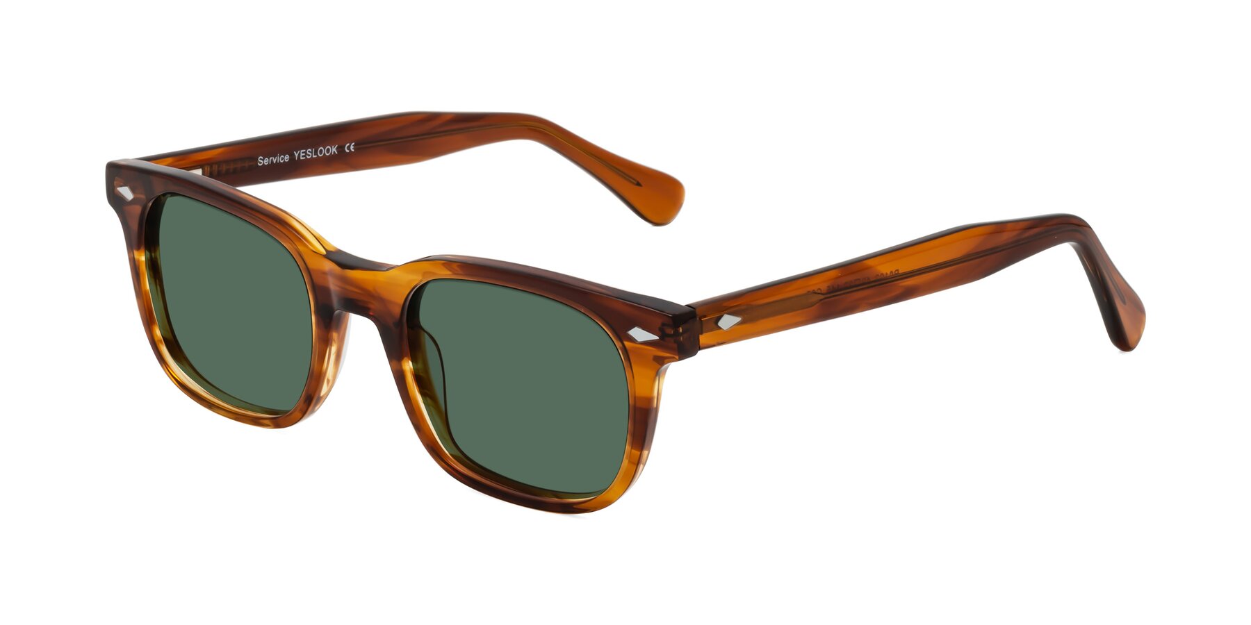 Angle of Raemo in Cola Brown Striped with Green Polarized Lenses