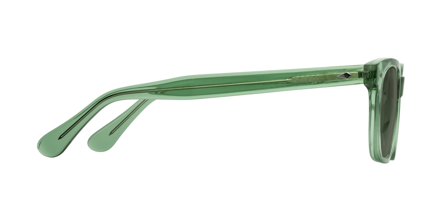 Side of Raemo in Transparent Green with Gray Polarized Lenses