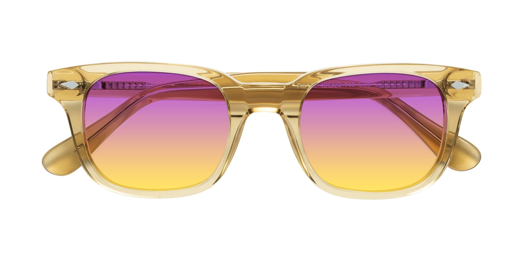 Folded Front of Raemo in Champagne with Purple / Yellow Gradient Lenses