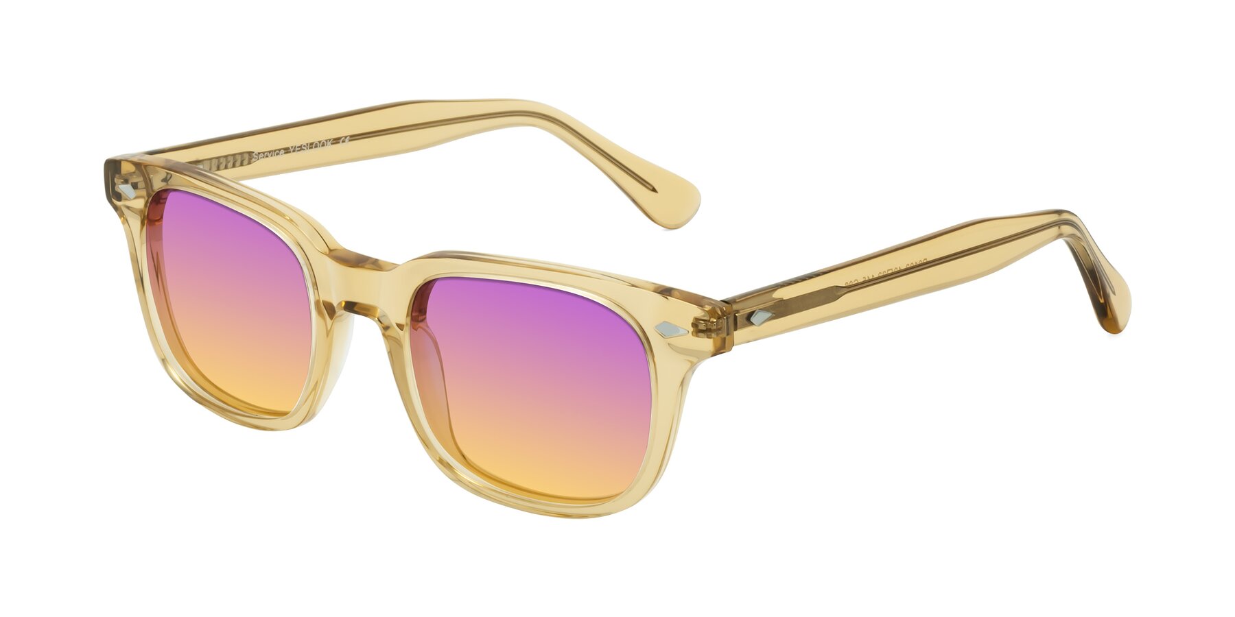 Angle of Raemo in Champagne with Purple / Yellow Gradient Lenses
