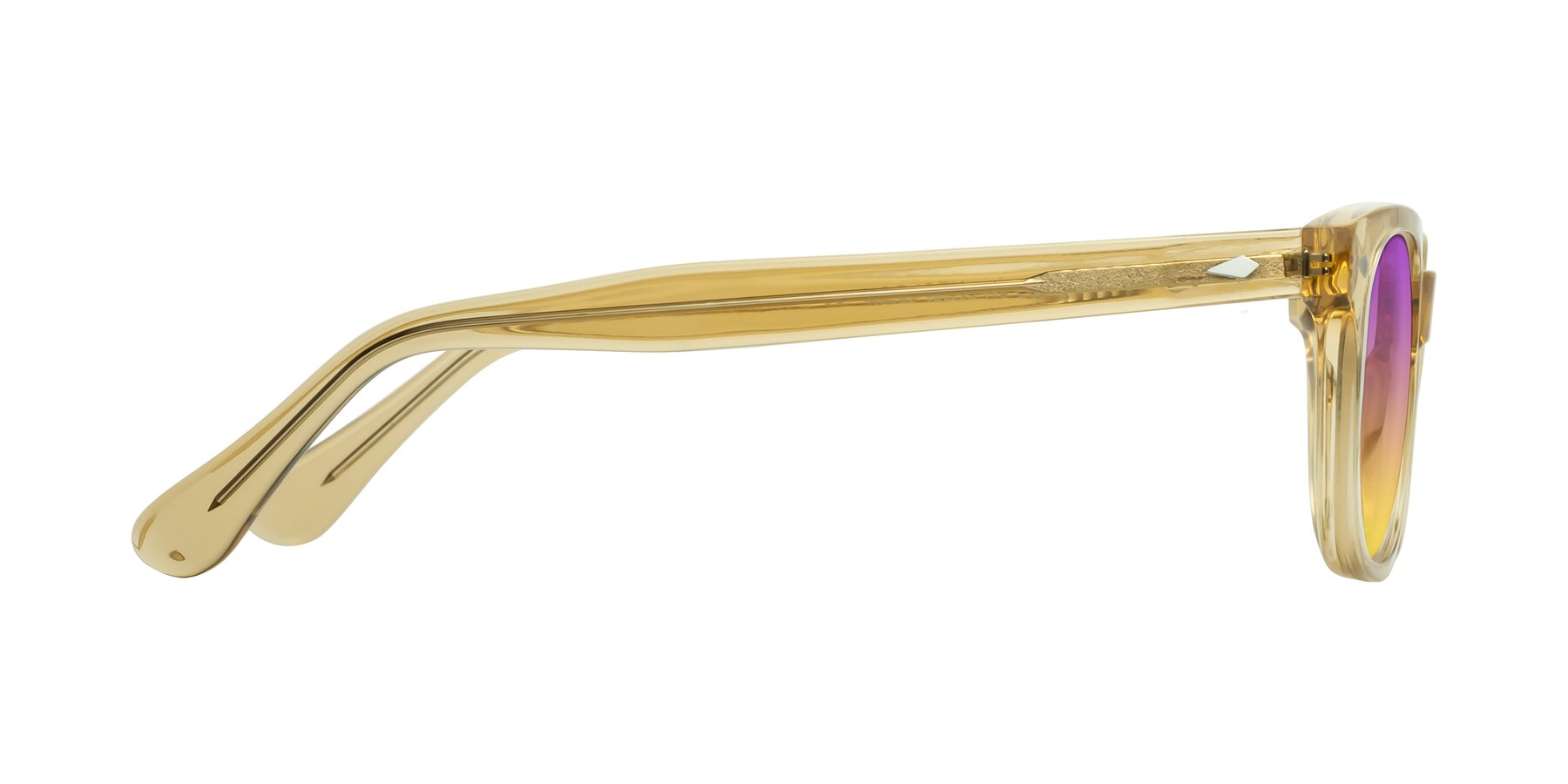 Side of Raemo in Champagne with Purple / Yellow Gradient Lenses