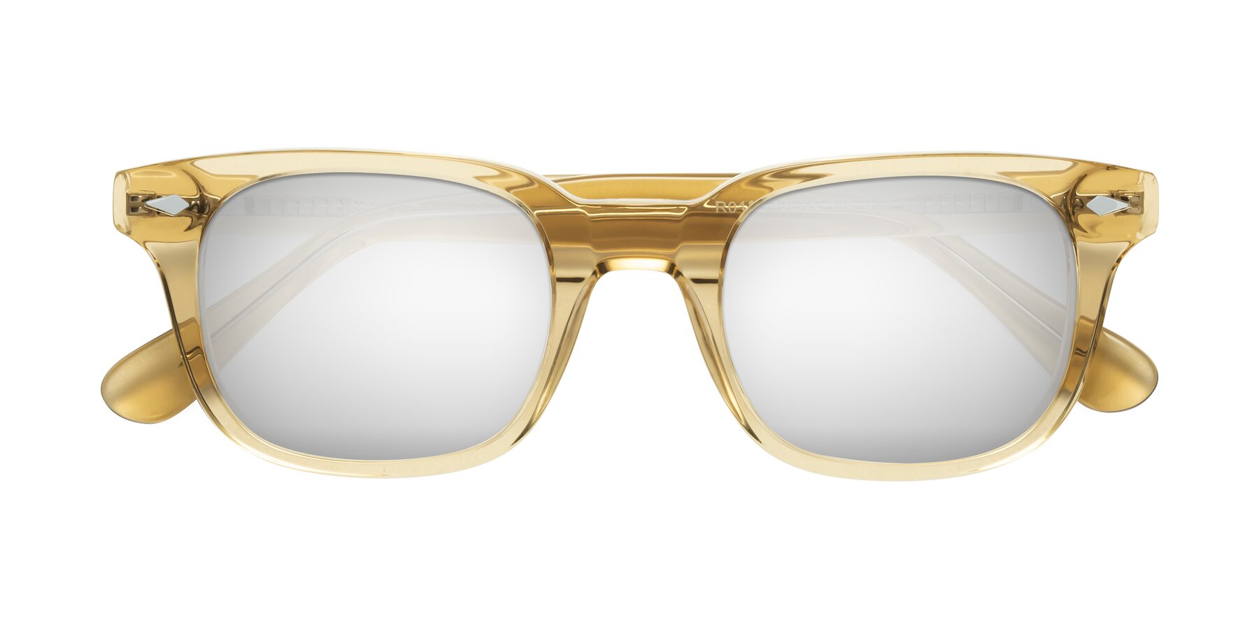 Folded Front of Raemo in Champagne with Silver Mirrored Lenses