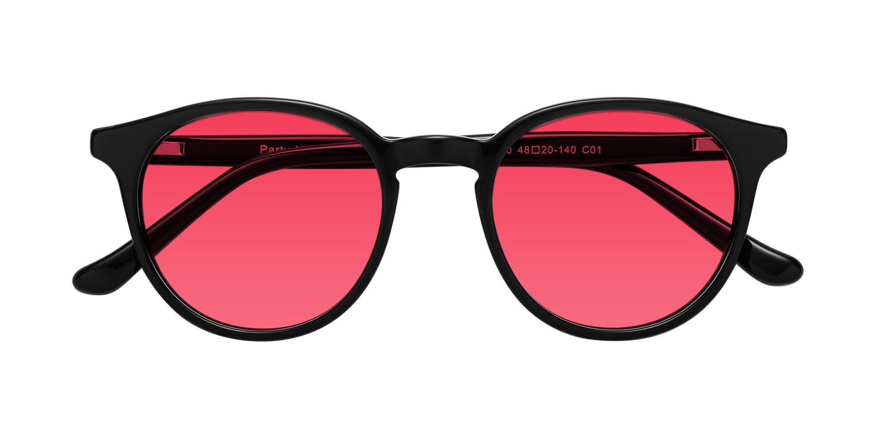 Folded Front of Party in Black with Red Tinted Lenses