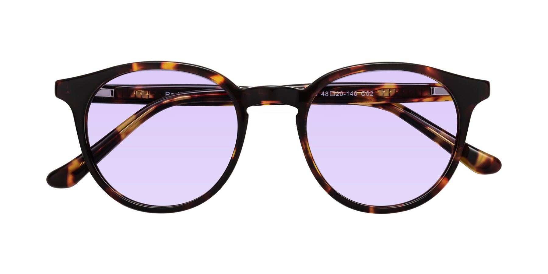 Folded Front of Party in Tortoise with Light Purple Tinted Lenses
