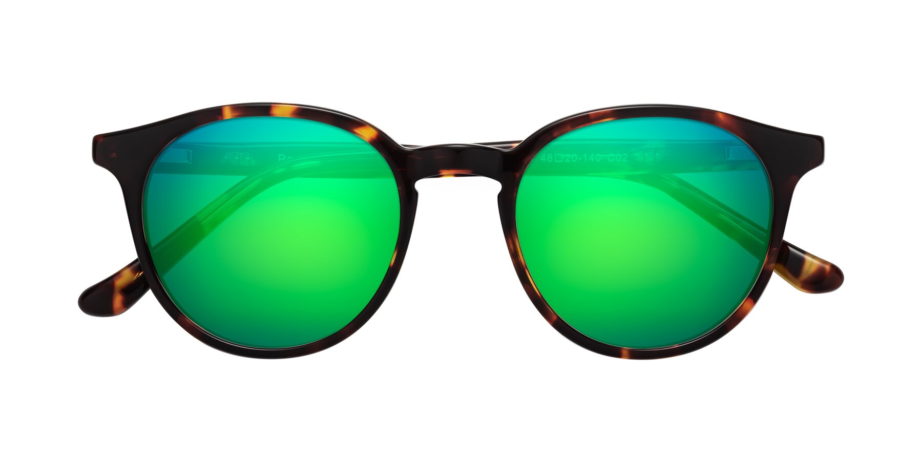 Folded Front of Party in Tortoise with Green Mirrored Lenses
