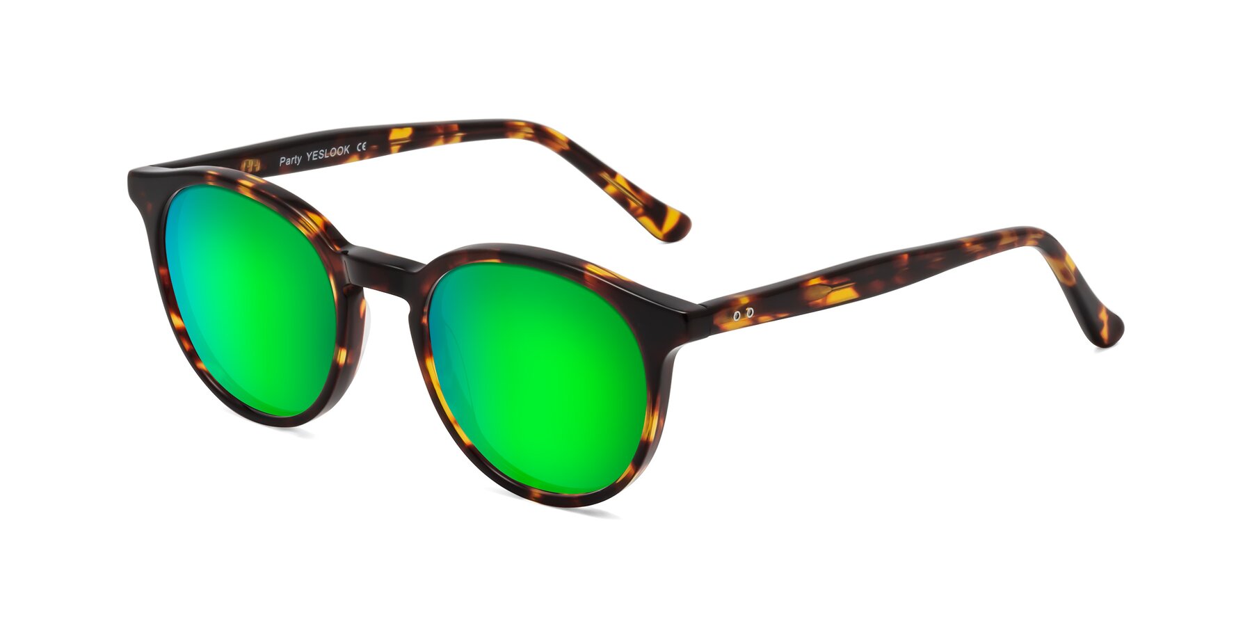 Angle of Party in Tortoise with Green Mirrored Lenses