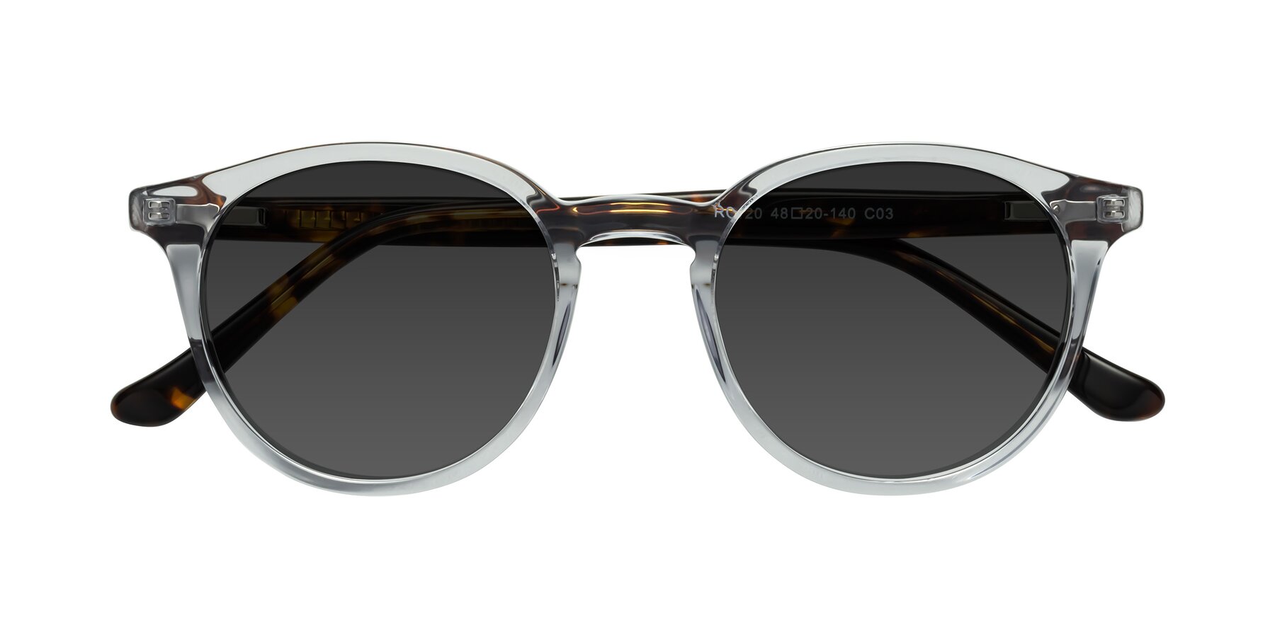 Folded Front of Party in Clear Gray-Tortoise with Gray Tinted Lenses
