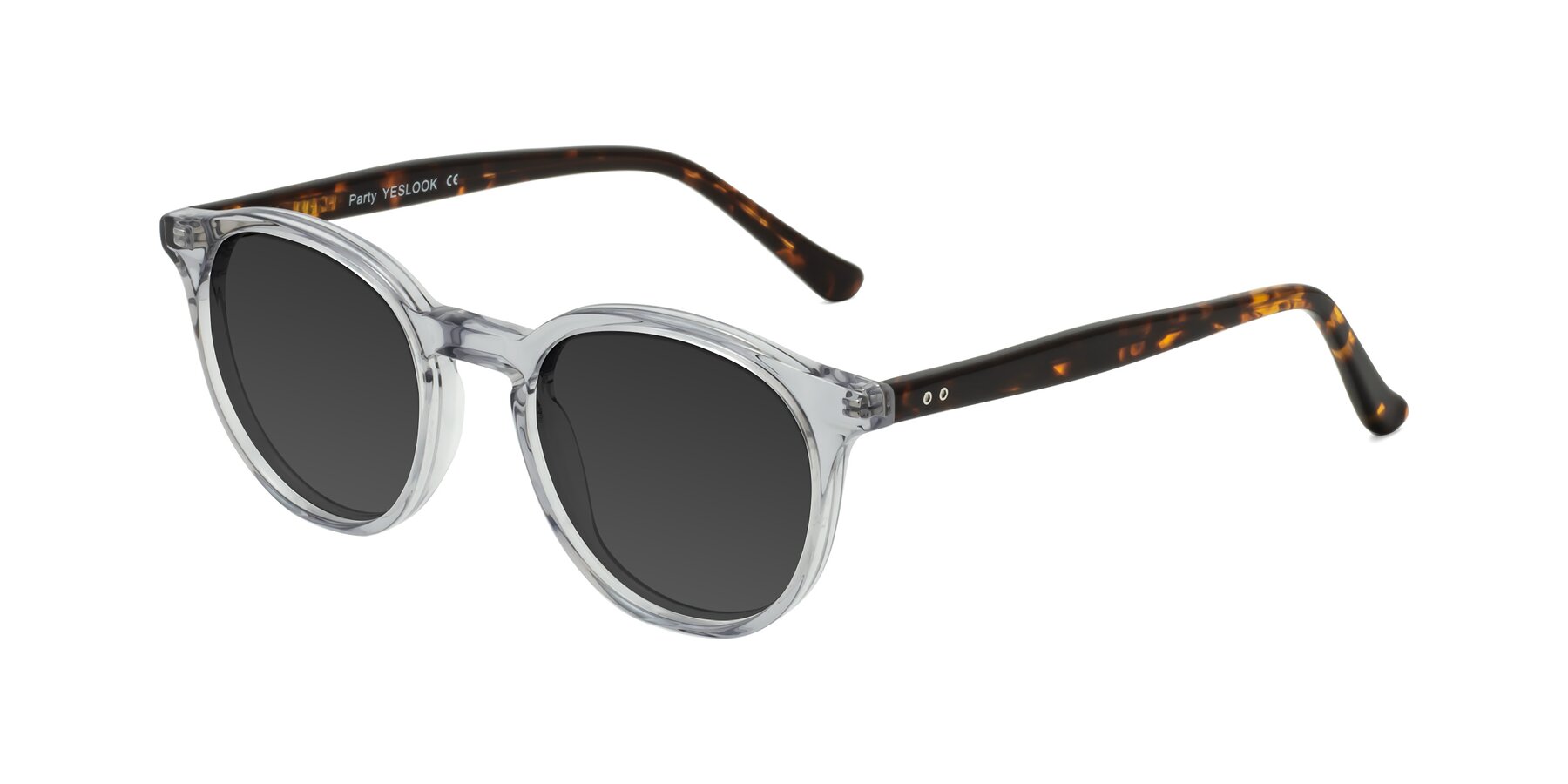 Angle of Party in Clear Gray-Tortoise with Gray Tinted Lenses
