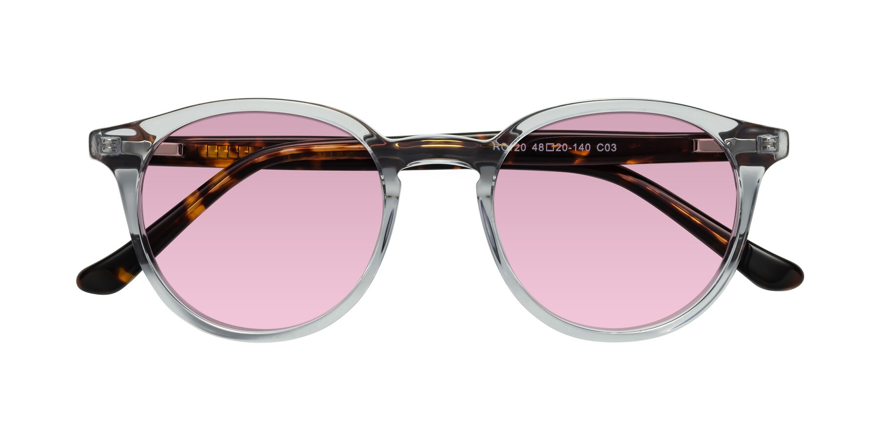 Folded Front of Party in Clear Gray-Tortoise with Light Wine Tinted Lenses