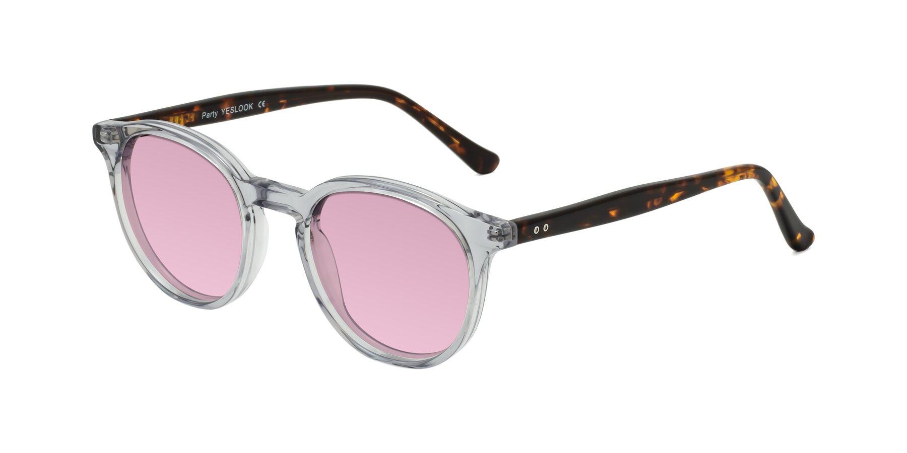 Angle of Party in Clear Gray-Tortoise with Light Wine Tinted Lenses