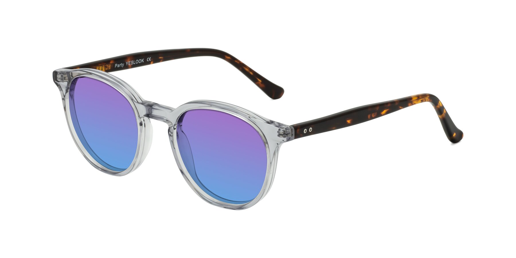 Angle of Party in Clear Gray/Tortoise with Purple / Blue Gradient Lenses
